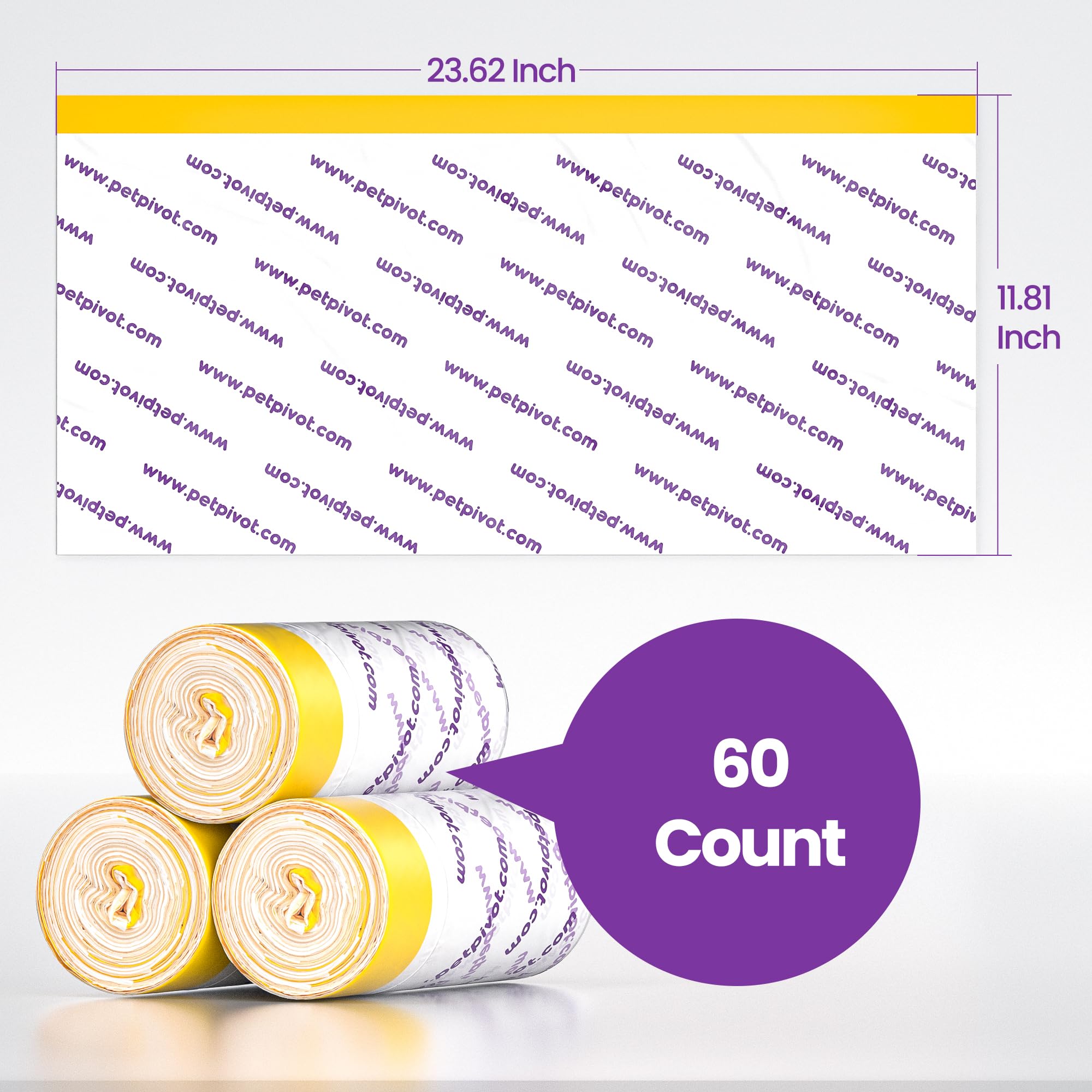 PetPivot Lot de 3 rouleaux de 60 sacs de litière auto-nettoyants pour AutoScooper 11