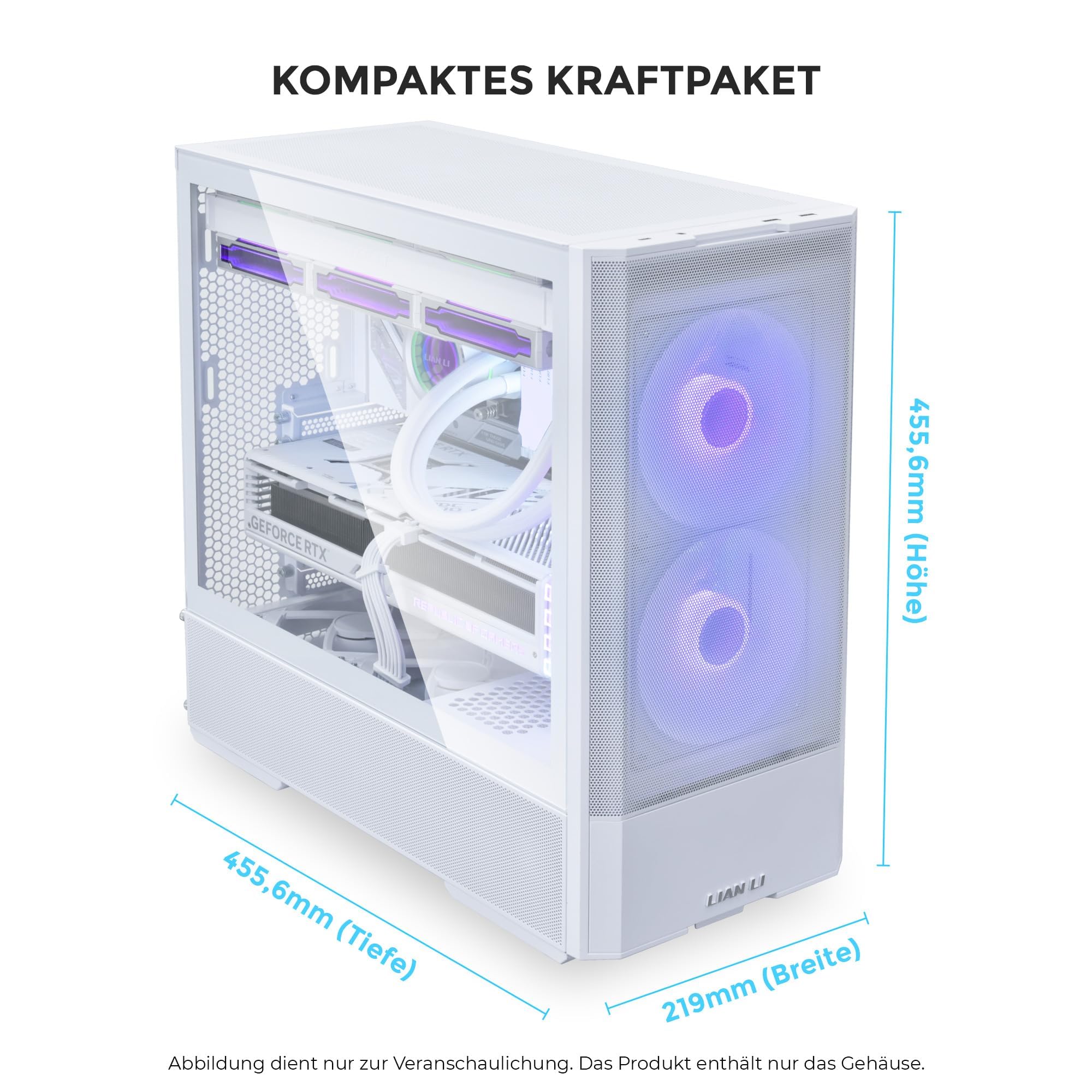 Lian Li LANCOOL 207 Boîtier PC de Gaming ATX Blanc - Éclairage RVB, Cartes Graphiques Jusqu'à 375 mm, Radiateur Jusqu'à 360 mm, Acier, Verre Trempé