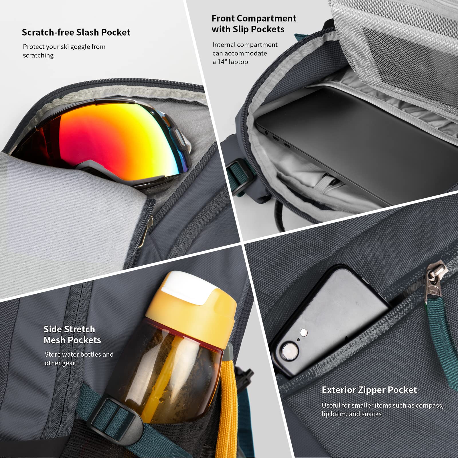 Unigear Mochila de esquí, snowboard, mochila de excursiones, hidratación al aire libre, esquí, deportes de invierno, senderismo, senderismo, ciclismo, 22 l