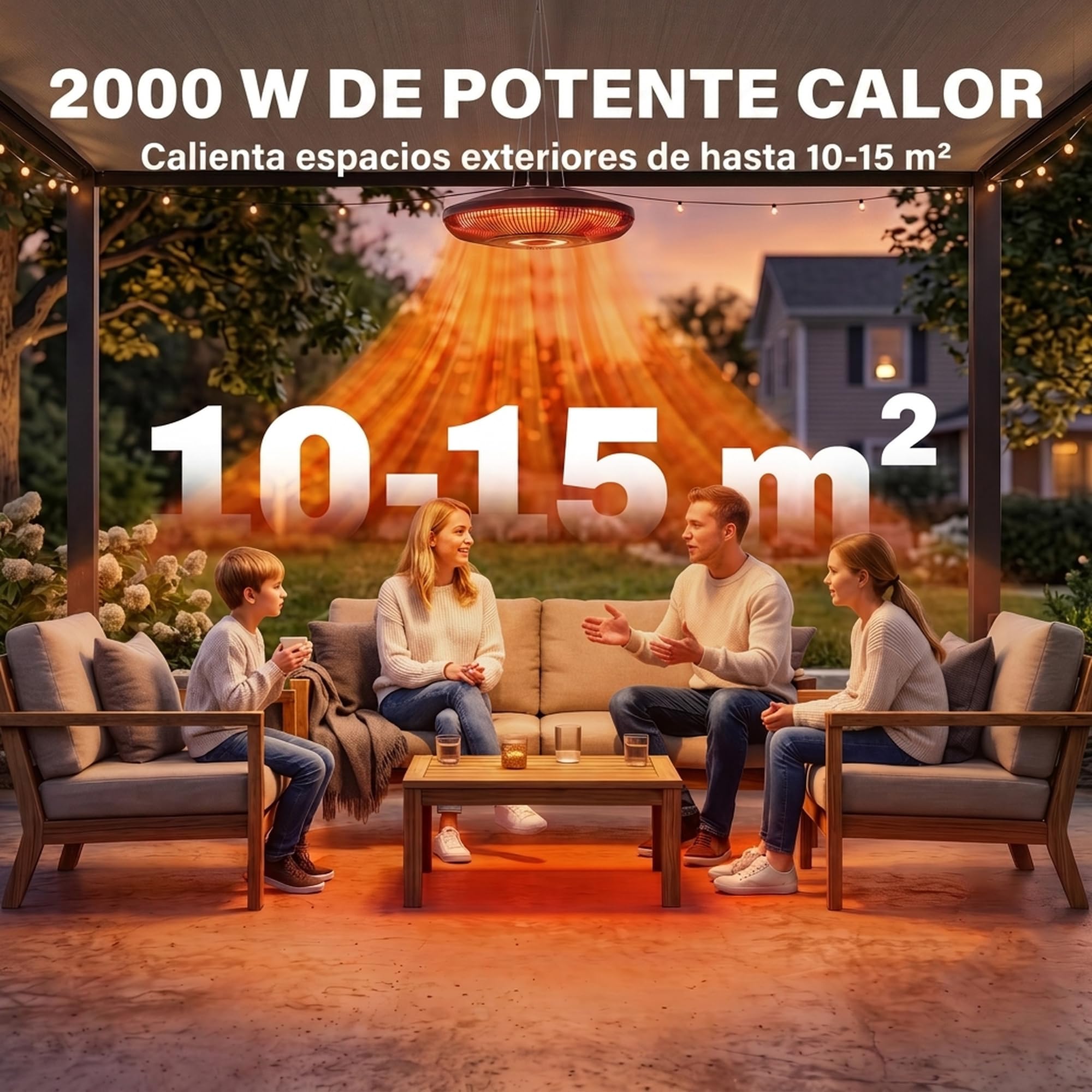Outsunny Chauffage de terrasse électrique suspendu avec lumière LED, 1000/2000 W, IP65, radiateur infrarouge d'extérieur à fixer au plafond avec commande tactile/télécommande, minuterie 24 h, noir