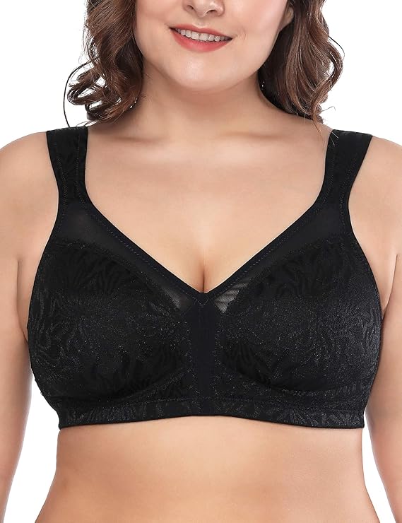 Deyllo Women's Full Coverage Plus Size Comfort Minimizer Bra Wirefree Non Padded