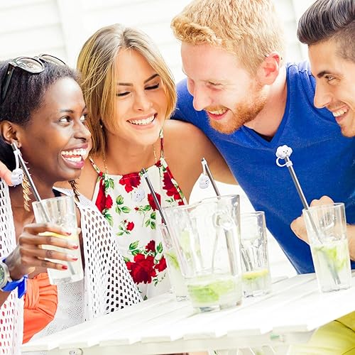 Miniatura 7 de 6 tapas de silicona reutilizables con diseño de dibujos animados de nubes, tapones para pajitas para beber, juego de popotes para 0.315 in, para