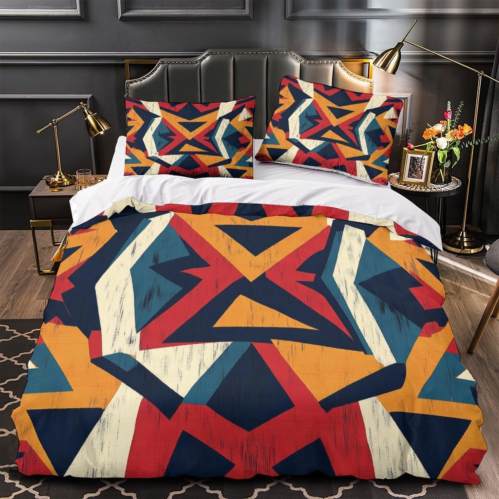 MMDASBVPE GeometricPattern Duvet Cover 3D Design Printed Ultra Soft 3PCs Bedding Set Zipper Quilt Cover Breathable Wrinkle-Resistant for Teens Adults Kids Women Youth Boys Super king（260x220cm）