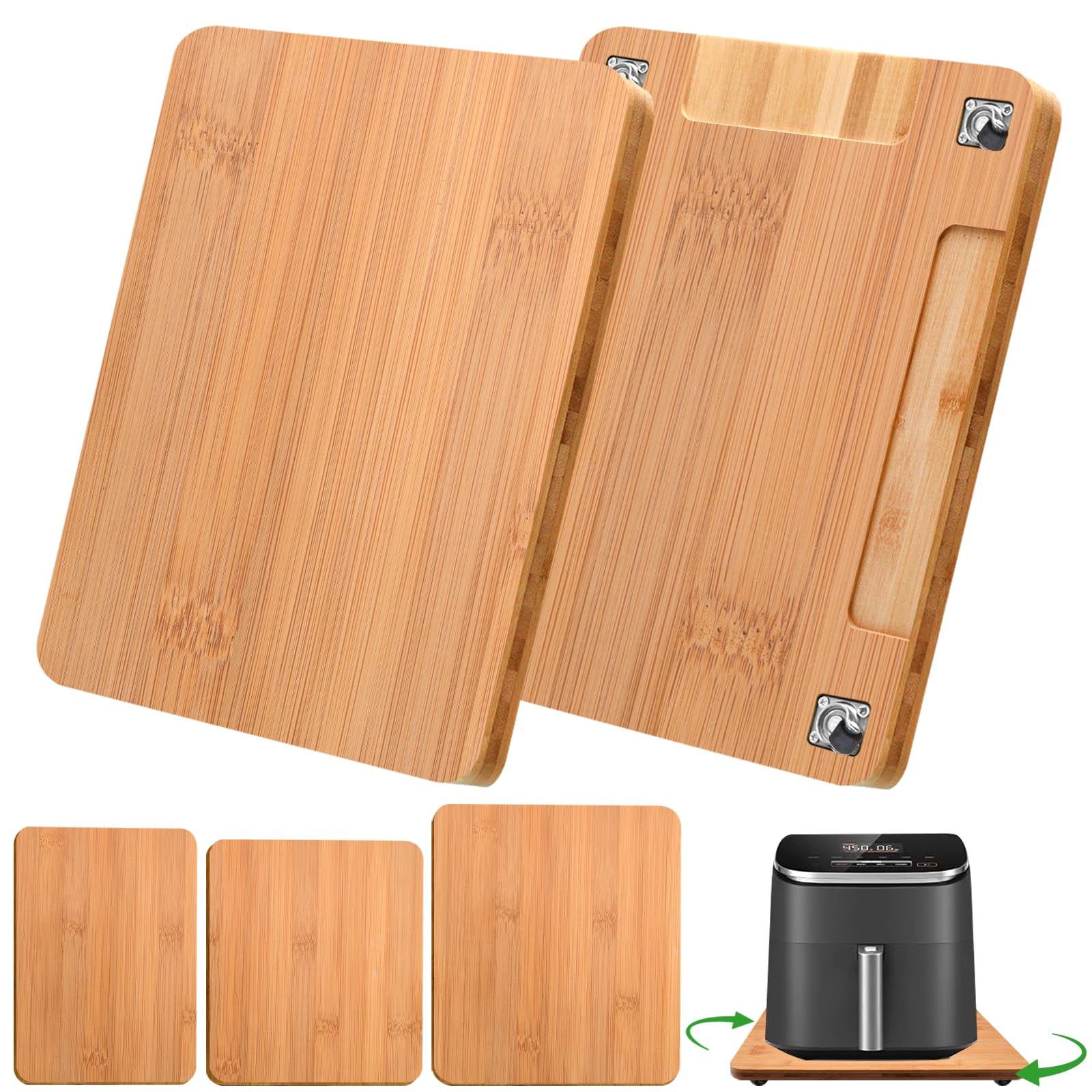 Bamboo Kitchen Appliance Sliders, Sliding Tray for Coffee Maker, Countertop Appliance Slider with 360° Rolling Wheels, Counter Slider Tray for Coffee Pot, Kitchen Aid Mixer (14" x 12")