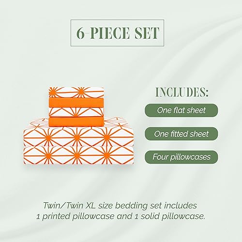 Miniatura 3 de Elegant Comfort Juego de sábanas suave de lujo de 6 piezas con patrón geométrico de cubos, 1500 hilos, microfibra de alta calidad, resistente a las