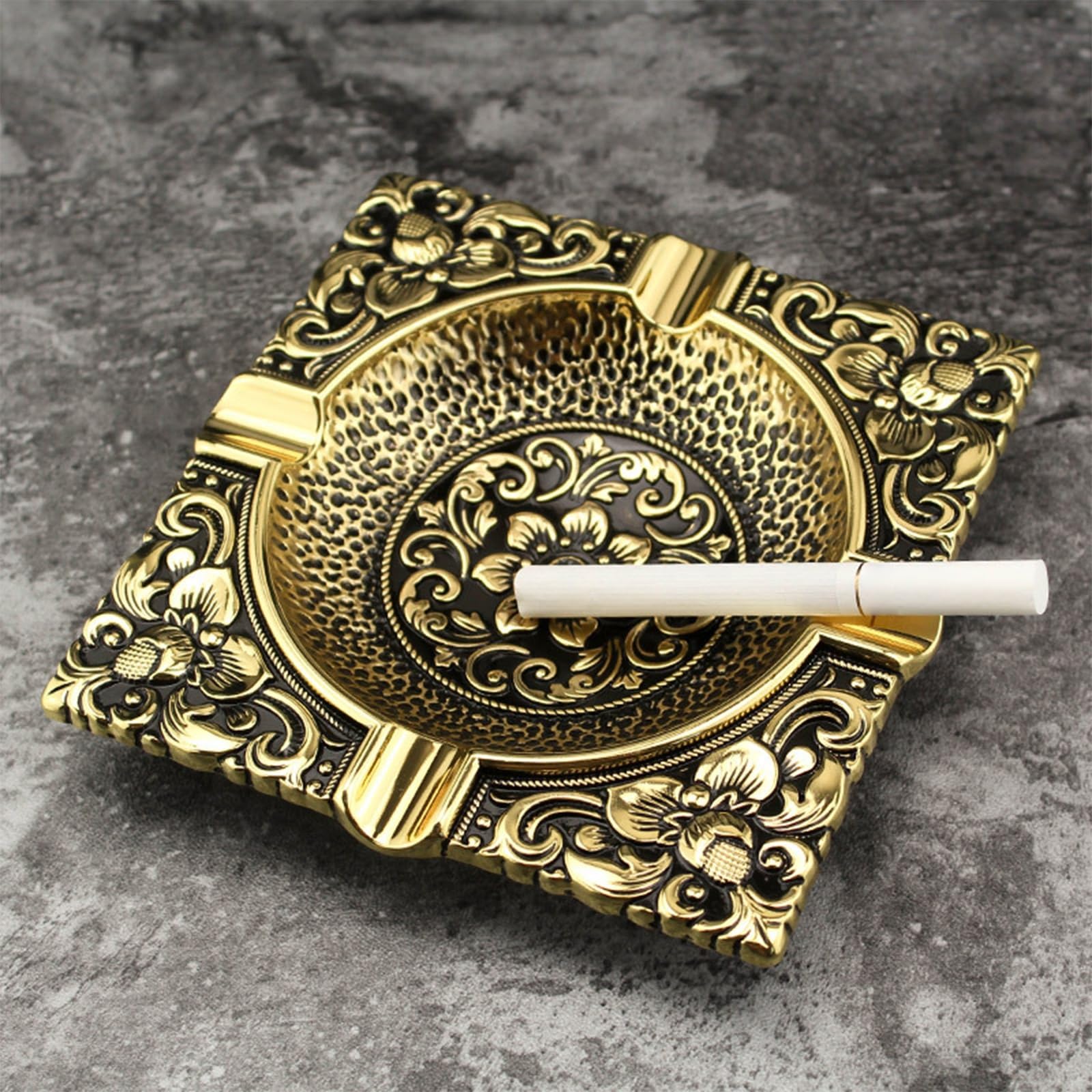 Posacenere retrò in ottone, design quadrato, grande capacità, per interni ed esterni, articolo regalo decorativo