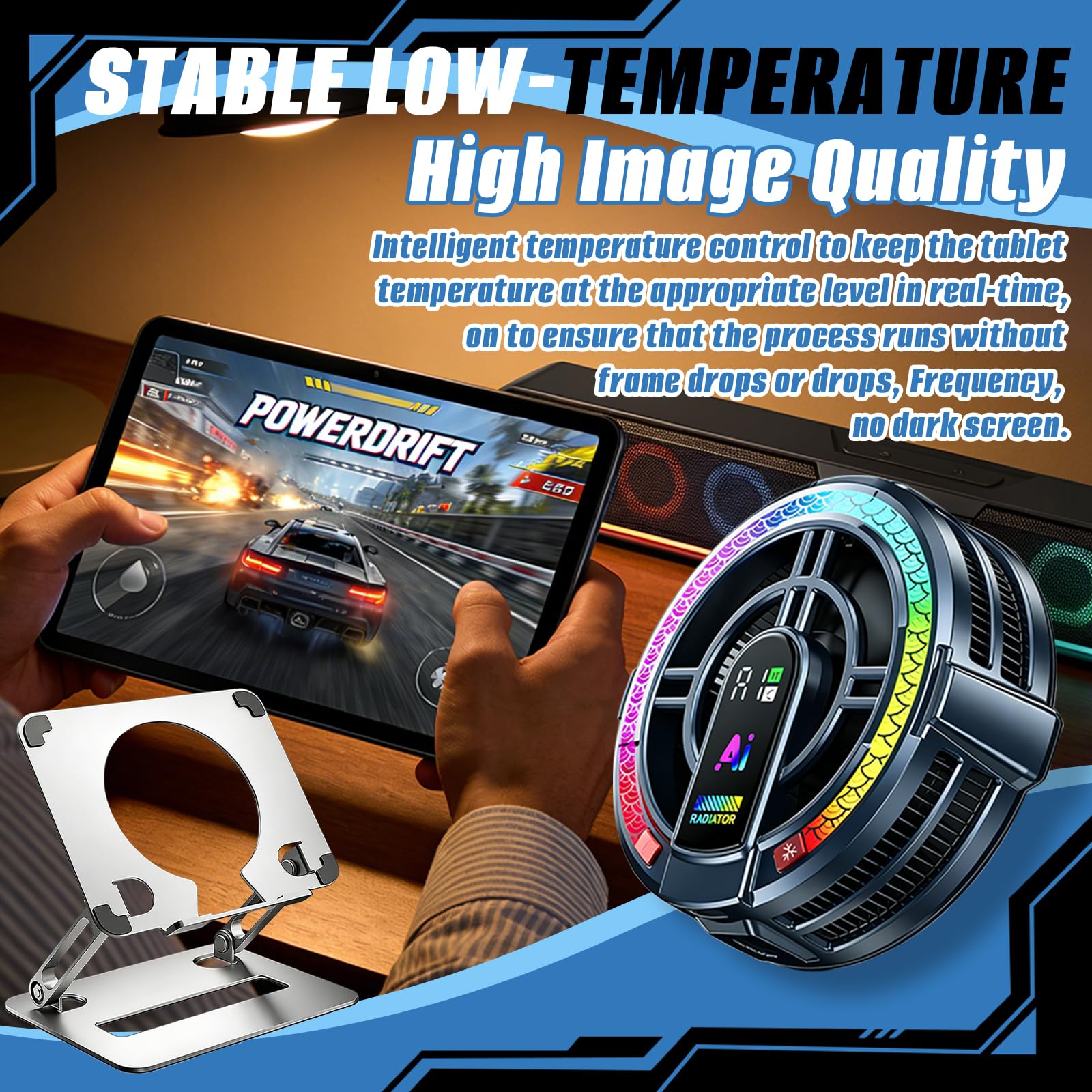 Ventola Di Raffreddamento, Potente Ventola Magnetica Per Tablet E Laptop Con Supporto 3 Modalità Di Raffreddamento Controllo Della Temperaturauniversale Per Cellulari Tablet E Gaming