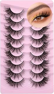 Newcally False Eyelashes Fairy Fox Eye Lashes Mink Dramatic Eyelashes Long Wispy Strip Lashes Pack Fluffy Volume Cat Eye Fake Lashes 9 Pairs