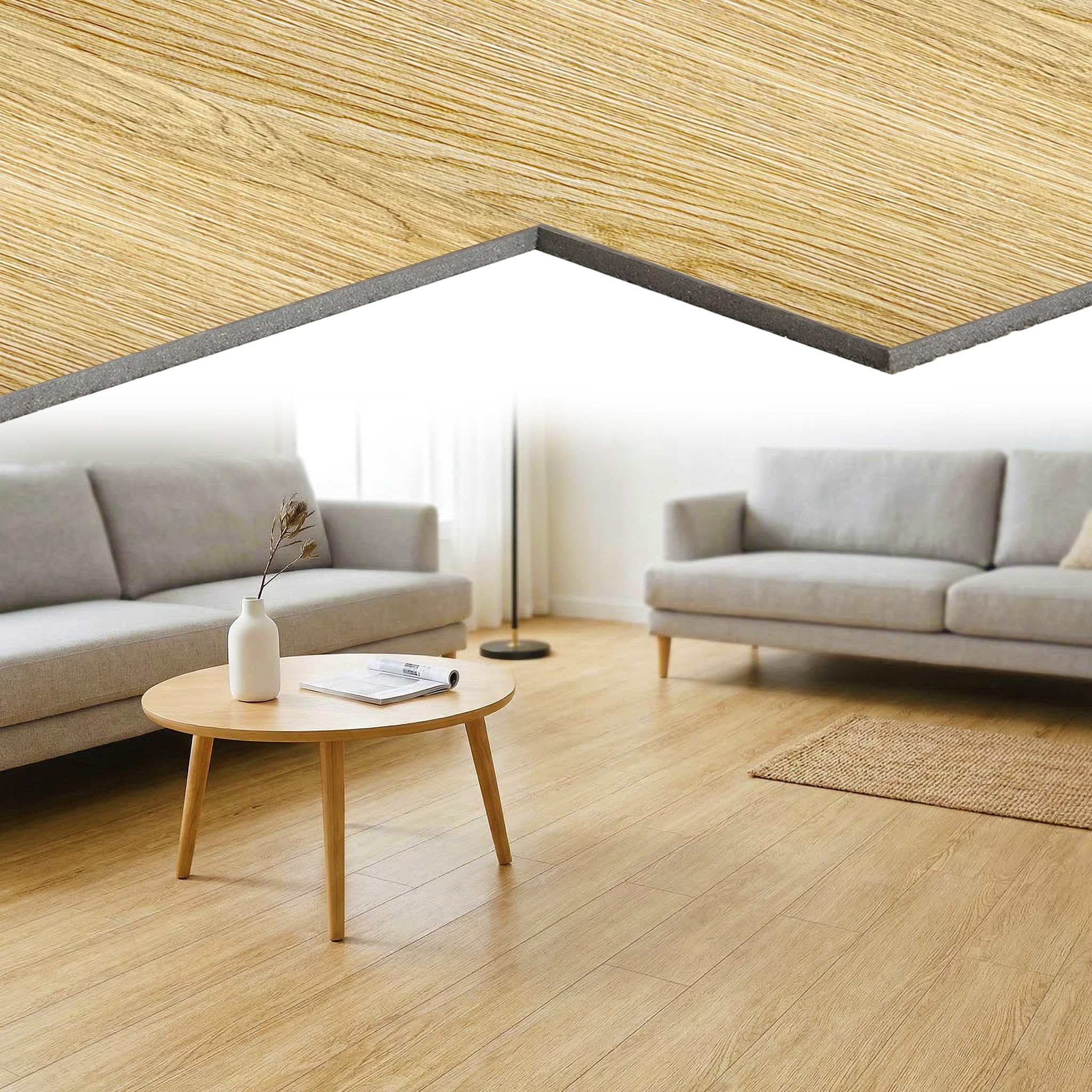 YEATHOR 18 Pieces 2.51 m² Self-Adhesive PVC Flooring Planks, Wood Grain Vinyl Floorboards, Easy to Install, Waterproof Cuttable Floor Stickers for Bedroom, Kitchen, Living Room, Yellow