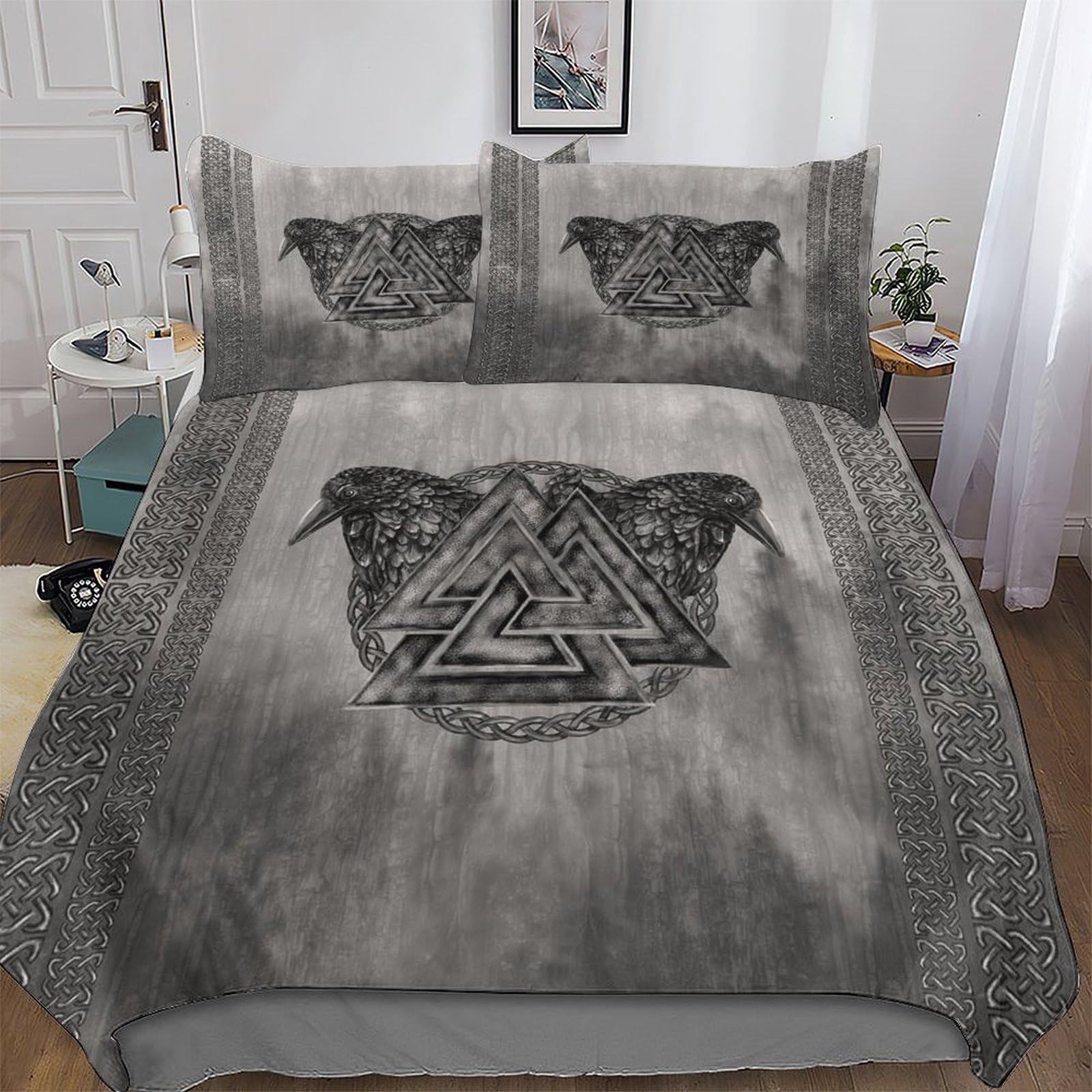 AASWSWW Viking Myth Microfiber Duvet Cover Set 3 Pcs Polyester Quilt Cover Bedding Set With Pillow For Boys Girls Comforter Cover King(220x240cm)