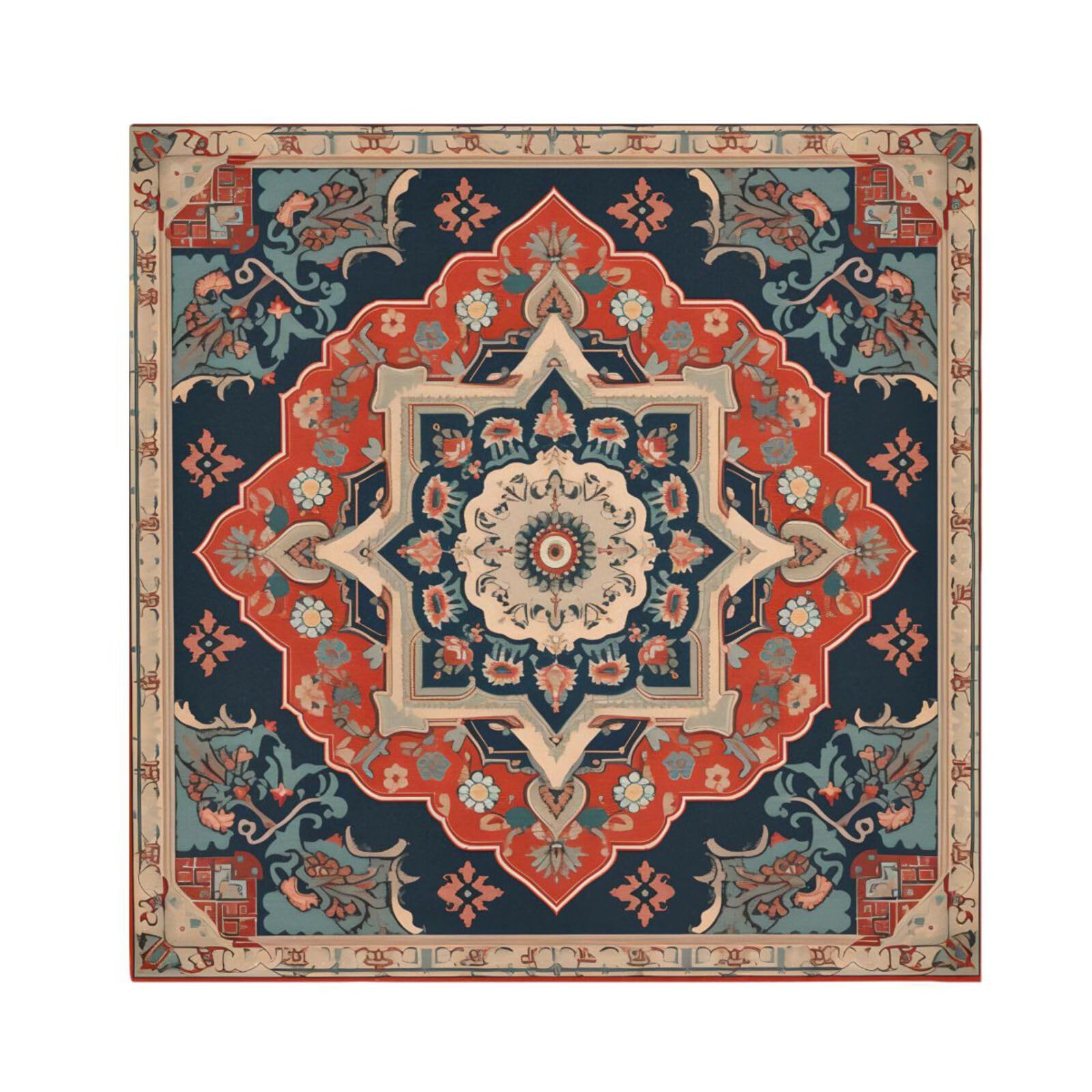 Boho Cloth Napkin Vintage Indian Mandala Blue Cloth Napkin Set of 6 Washable Reusable Polyester Table Napkins for Family Dinner Party Holiday