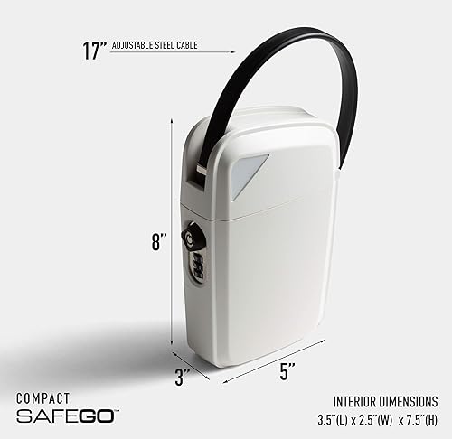 Miniatura 6 de SAFEGO Caja fuerte portátil para interiores y exteriores con llave y acceso combinado (compacta, blanca)