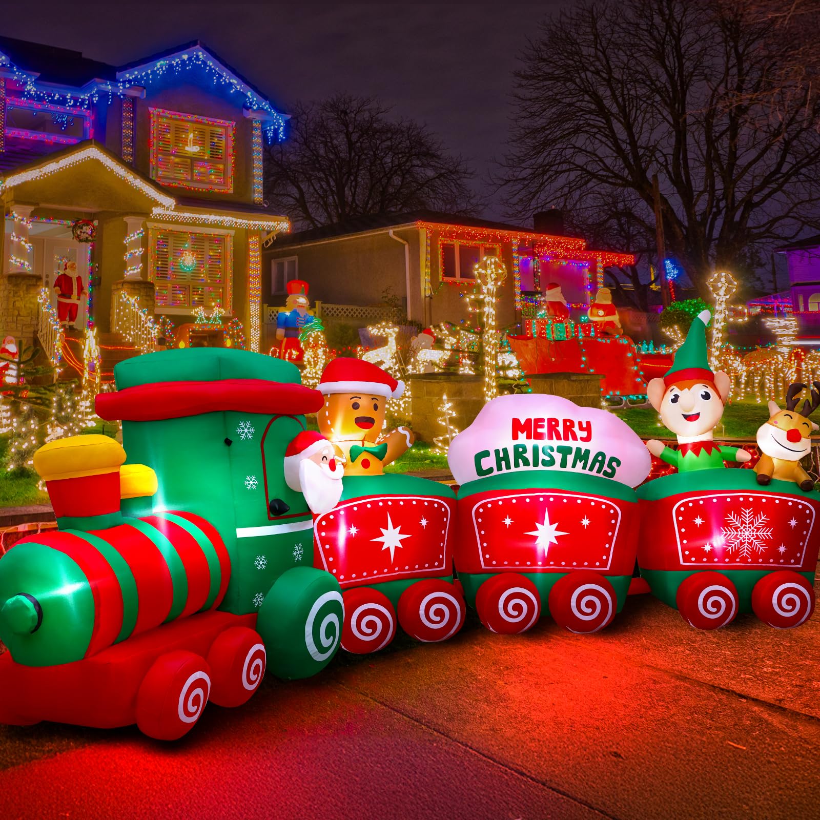 Décoration de Noël gonflable 3,7 m pour illuminer vos fêtes de famille au jardin