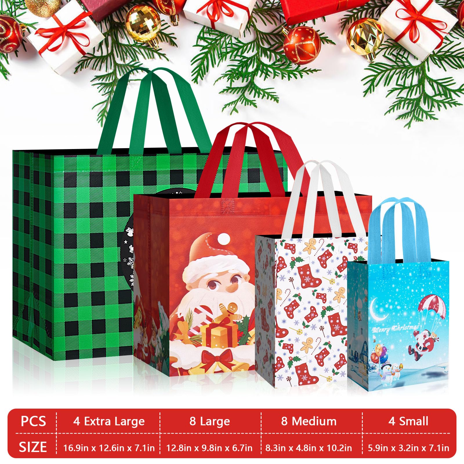 LEMESO Sacchetti Regalo Natale Grandi Sacchetti Natalizi per Regali 12