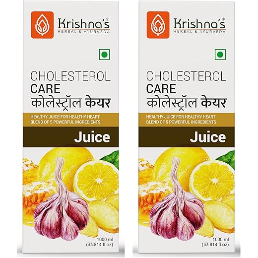 KRISHNA'S HERBAL & AYURVEDA Cholesterol Care Juice - 1000 Ml (Pack Of 2) | Contains Honey With Apple Cider Ginger Garlic, Sugar Free, Helps In Digestion And Immunity