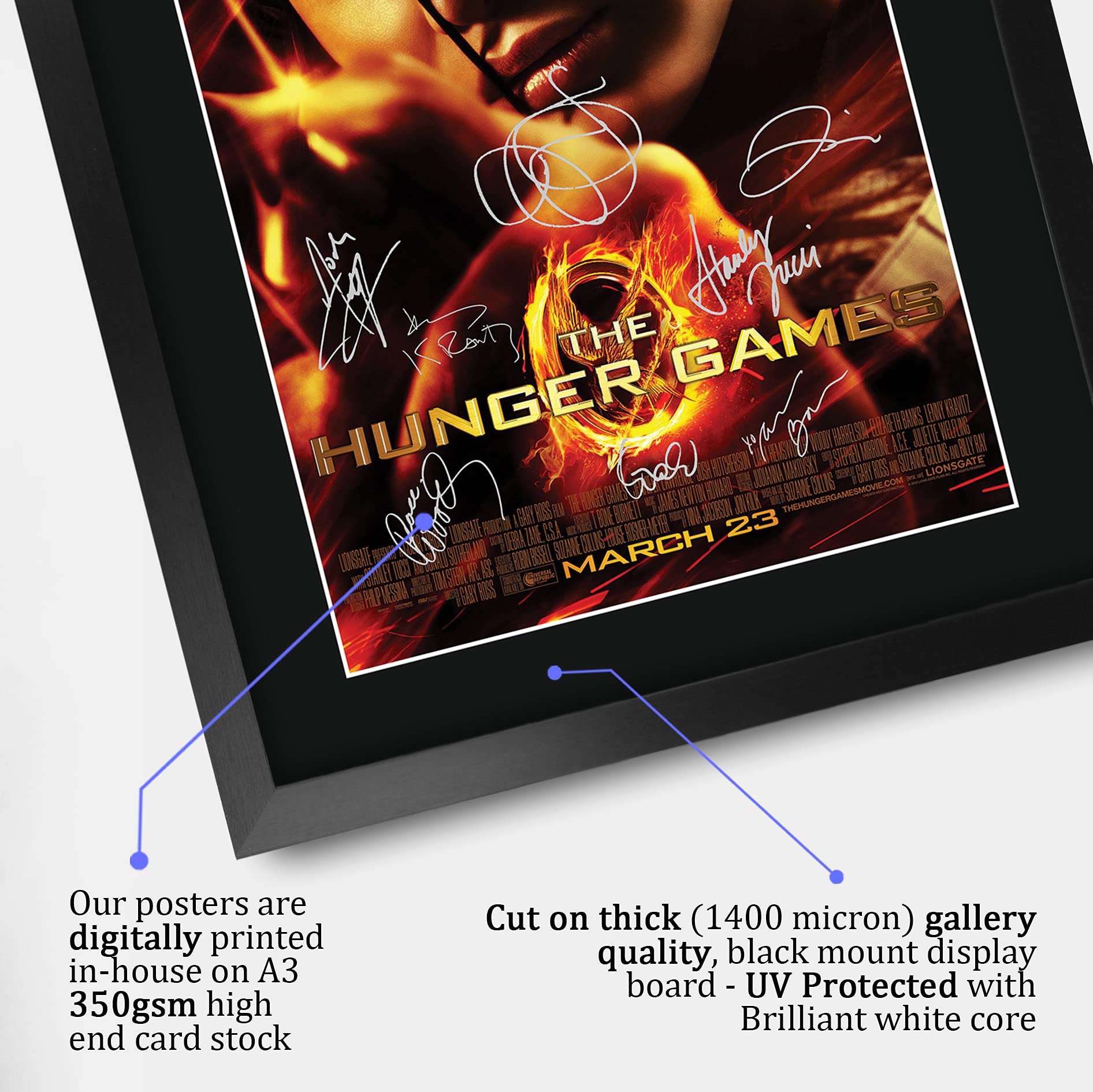 HWC Trading FR A3 The Hunger Games 1 Jennifer Lawrence Gifts Gedrucktes Poster, signiertes Autogramm, Bild für Film-Andenken, A3, gerahmt