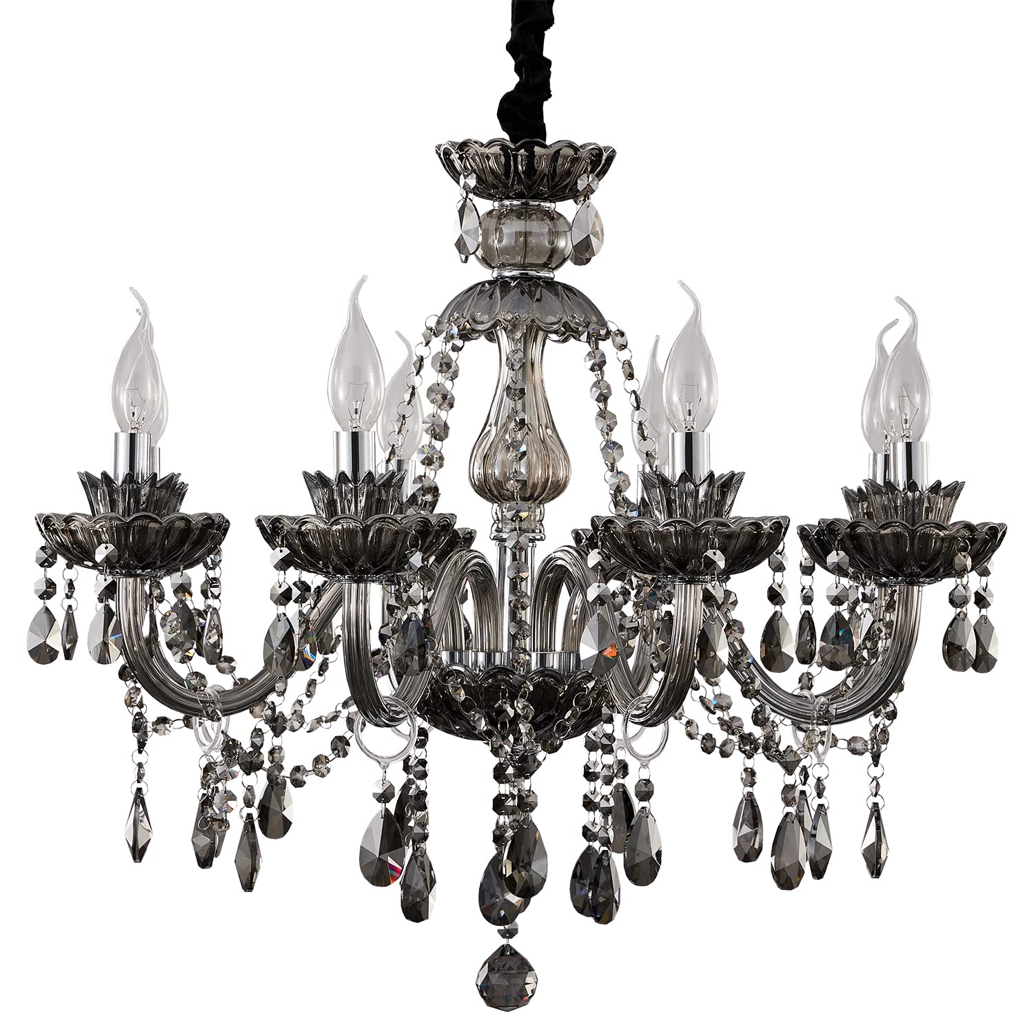 Photo 1 of ***READ NOTES***Uboxin Smoky Gray Crystal Chandelier, 8 Light E12 Bulbs,