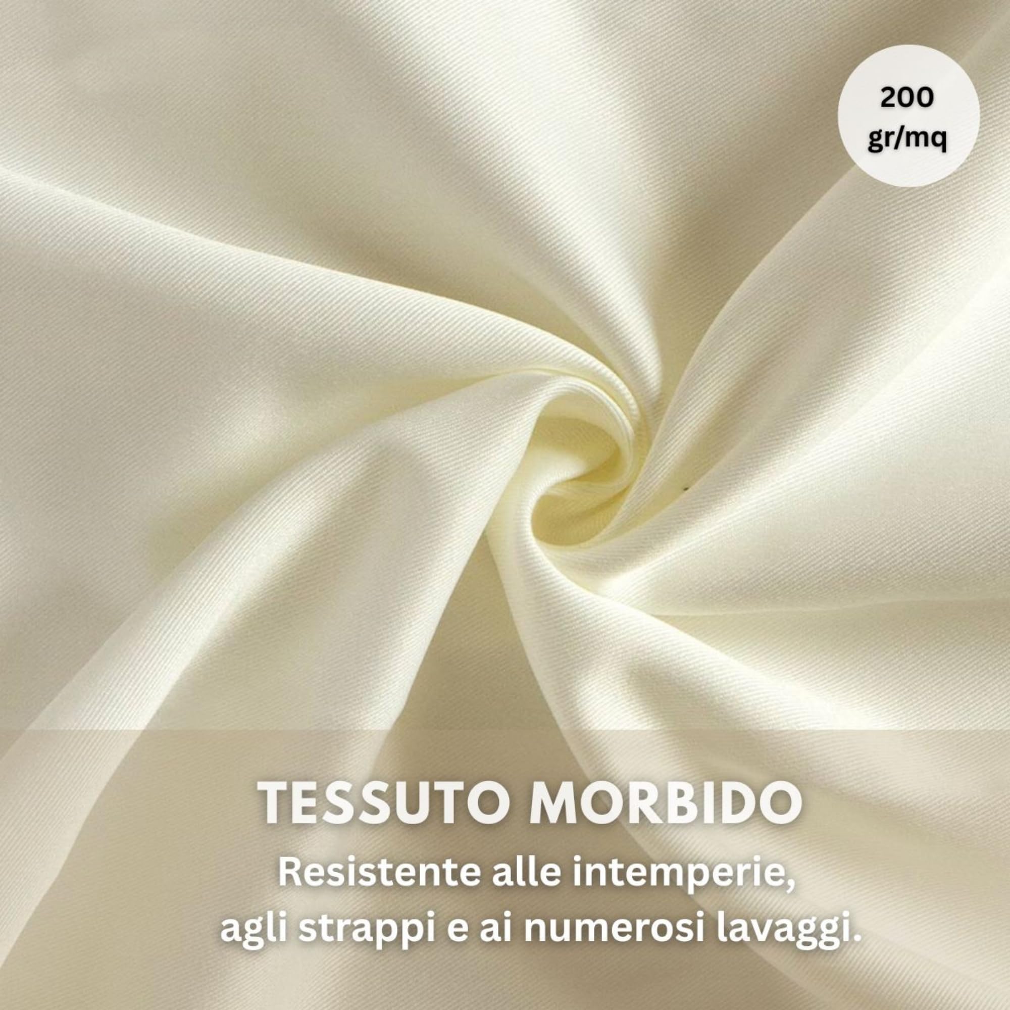 Morbidissimi Tenda Gazebo Idrorepellente e Resistente, Tenda Da Esterno 200x240 cm per Gazebo, Dotata di Passanti con Chiusura a Strappo, 100% Made in Italy - Panna