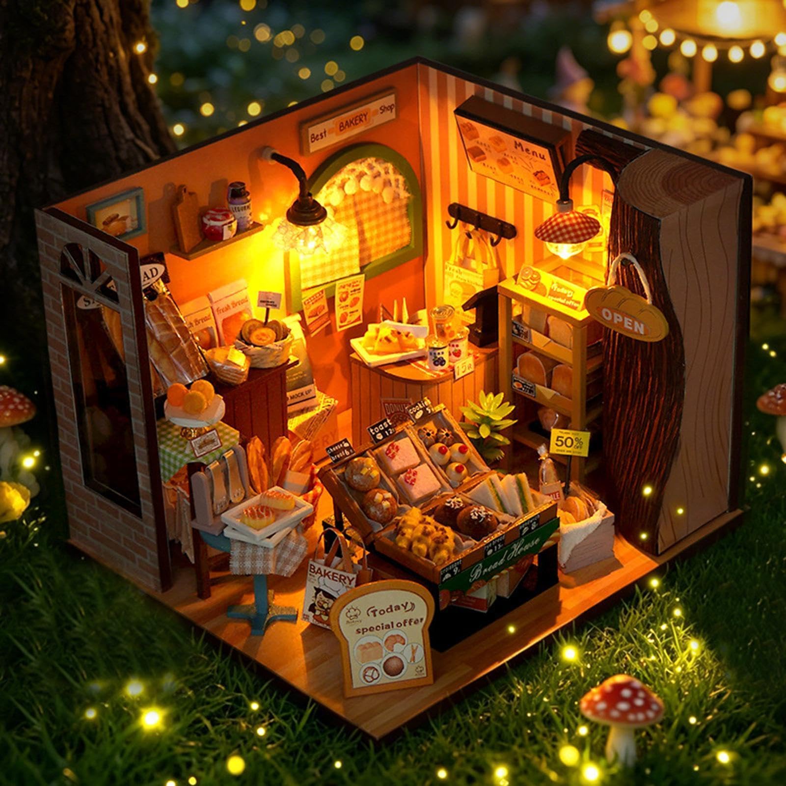 Kit fai da te per una casa in miniatura Giocattolo Di Costruzione | Kit di casa fai da te Per la decorazione di scrivania, dormitorio, appartamento, libreria, soggiorno e