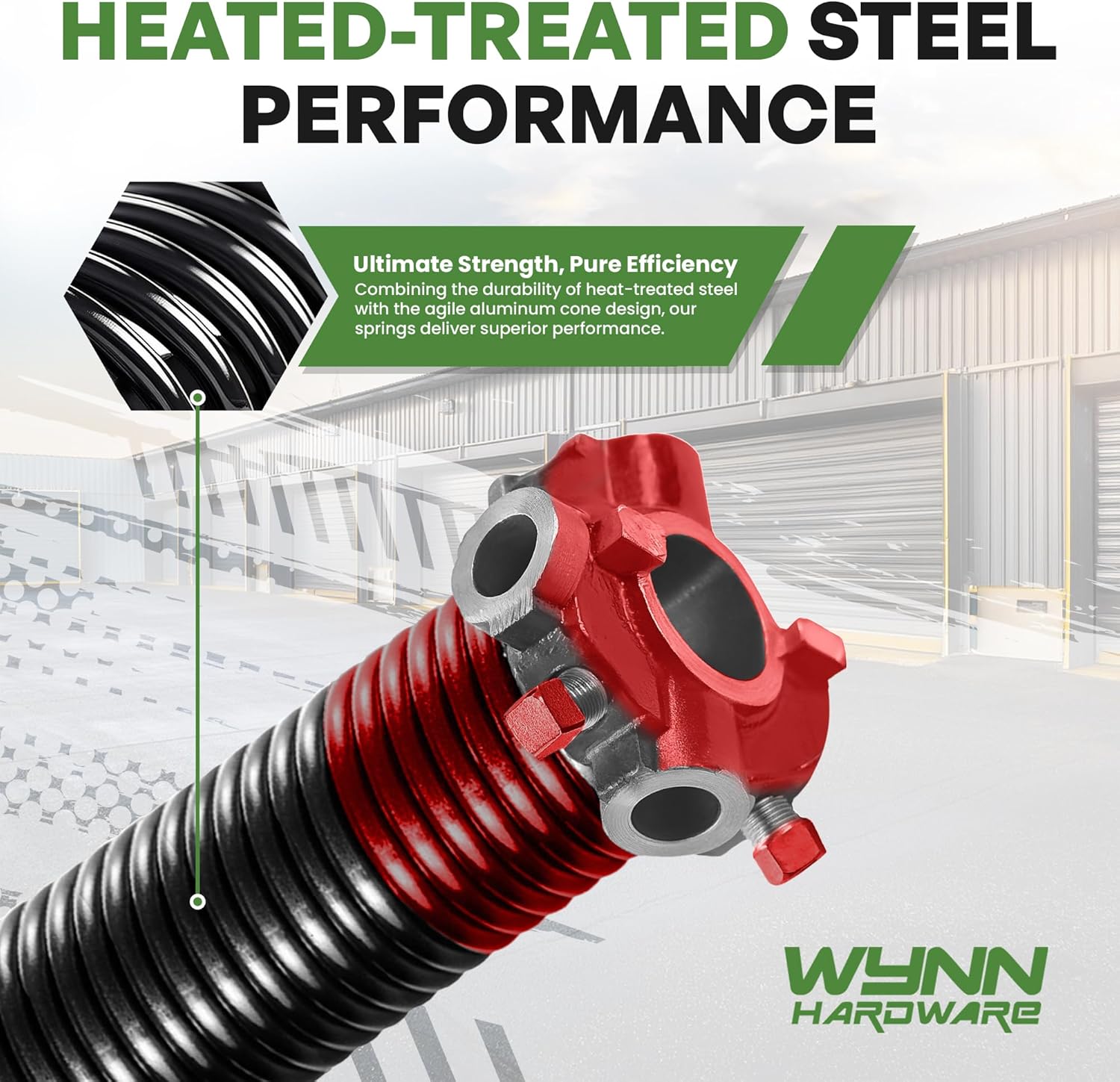 Garage Door Torsion Spring Replacement 1.75" Black 225x1.75x29 with Non-Slip Winding Bars, 1" Steel Bearing, Gloves & Wrench | Fix Garage Door Torsion Spring | Min 30,000 Cycles | 5-Year Warranty