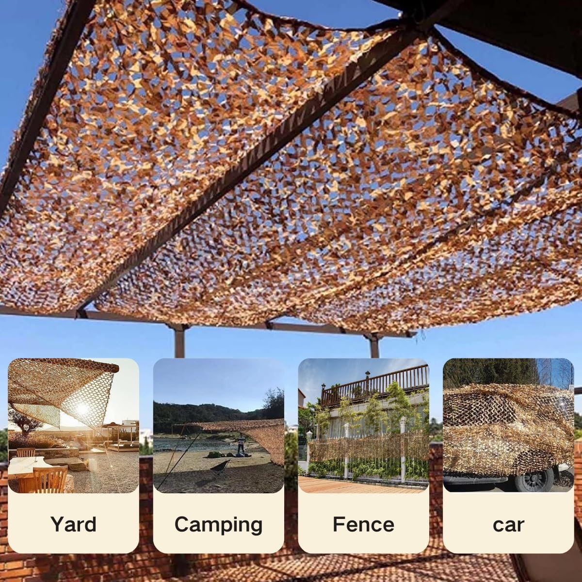 Generisch Tarnnetz Sonnenschutz Camouflage Netz 1x3 1.5x2 2x3 3x4.5 4x5 4x6m Sichtschutz Netz Katzennetz Für Balkon Ohne Bohren Camping Militär Dekorationen(7.5x7.5 M)