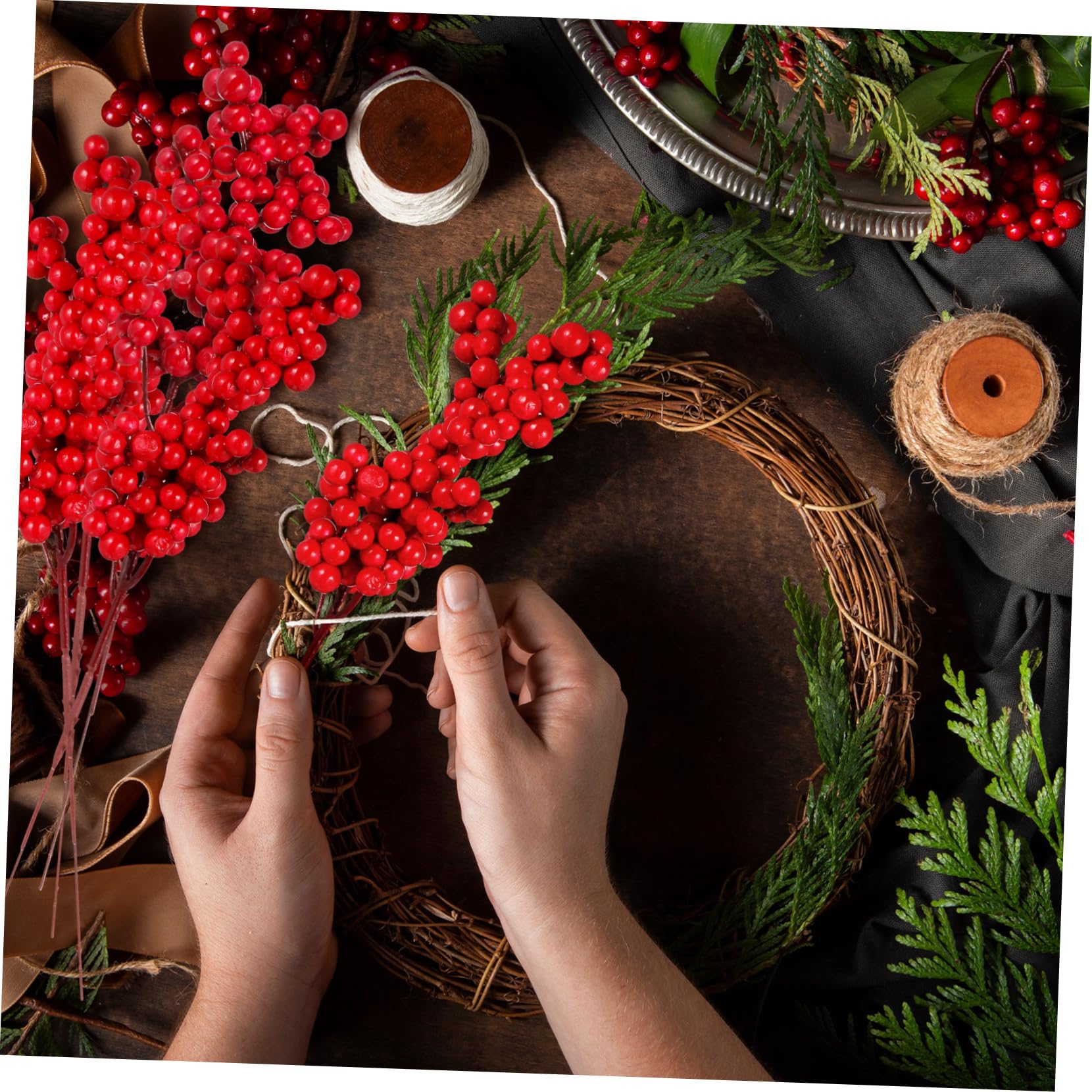 Homoyoyo 10pezzi Bouquet Artificiale di Bacche Decorazione per Feste Natalizie e Matrimoni di Bacche Artificiali per Centrotavola e Composizioni Fai da Te