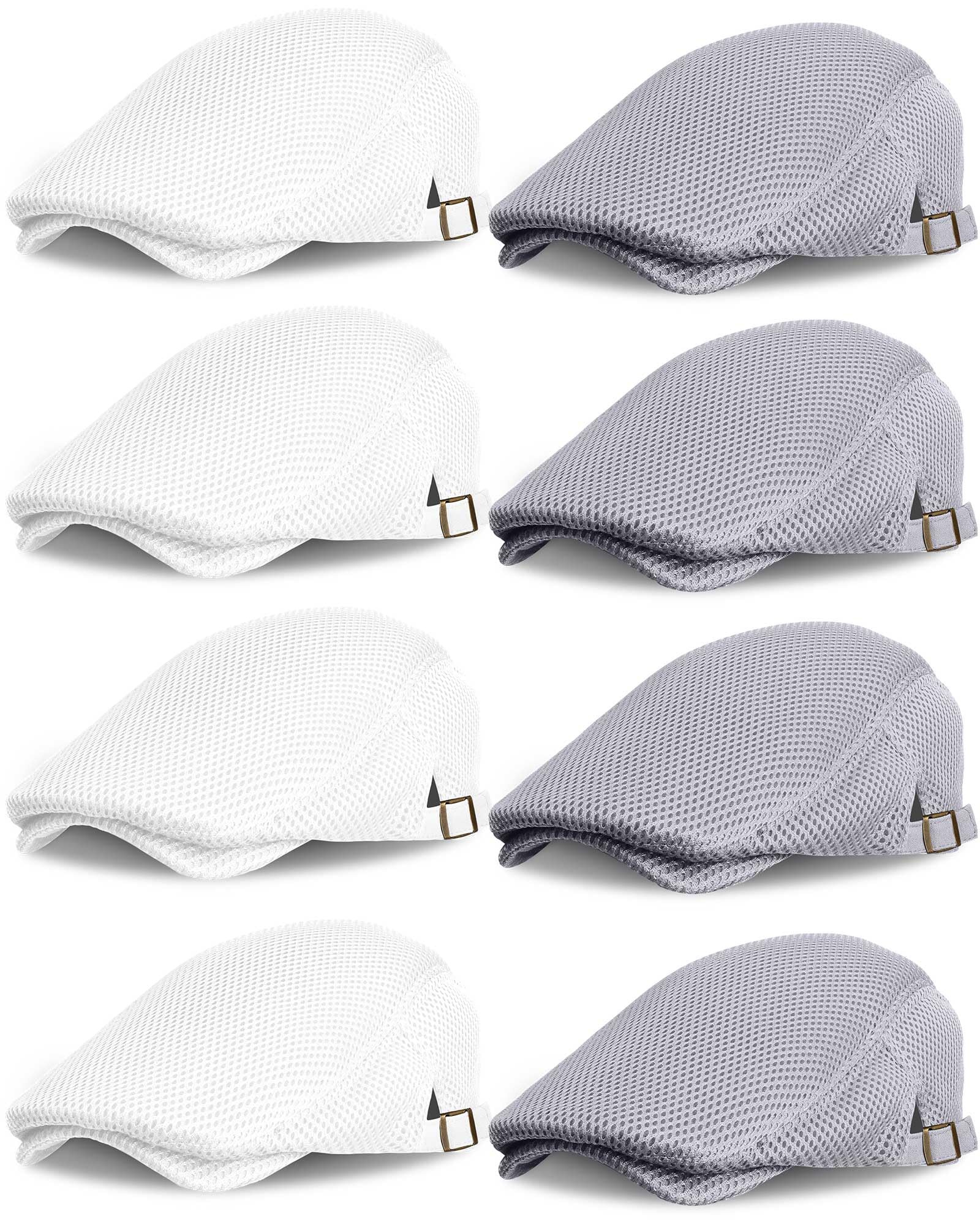 Chuarry8 Pack Men's Mesh Flat Cap Breathable Summer Newsboy Hat Cabbie Driving Hats for Men