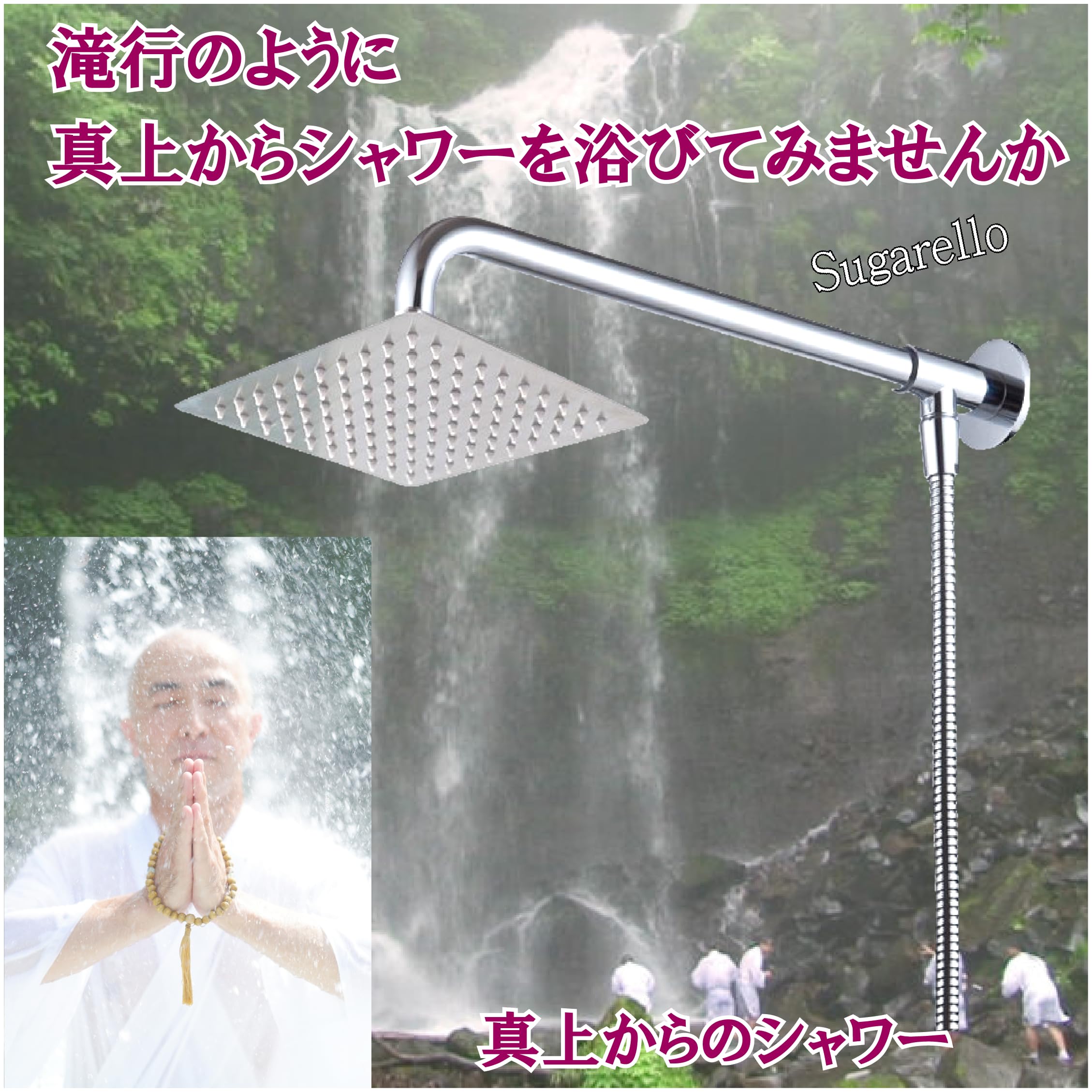 Lordear ゴールドレインシャワーヘッド 16インチ 正方形 レイン