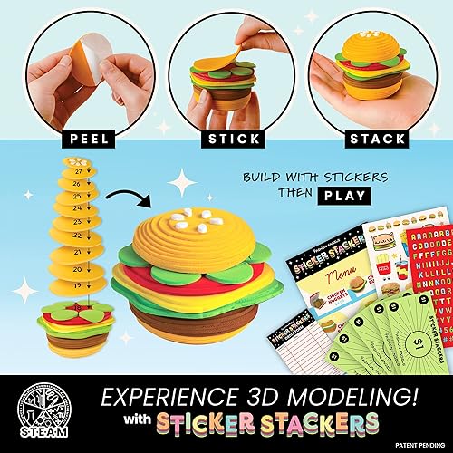 Miniatura 3 de Fashion Angels Apiladores de calcomanías de comida rápida, kit de manualidades de espuma para modelado 3D STEAM - Juego de comida de cocina para