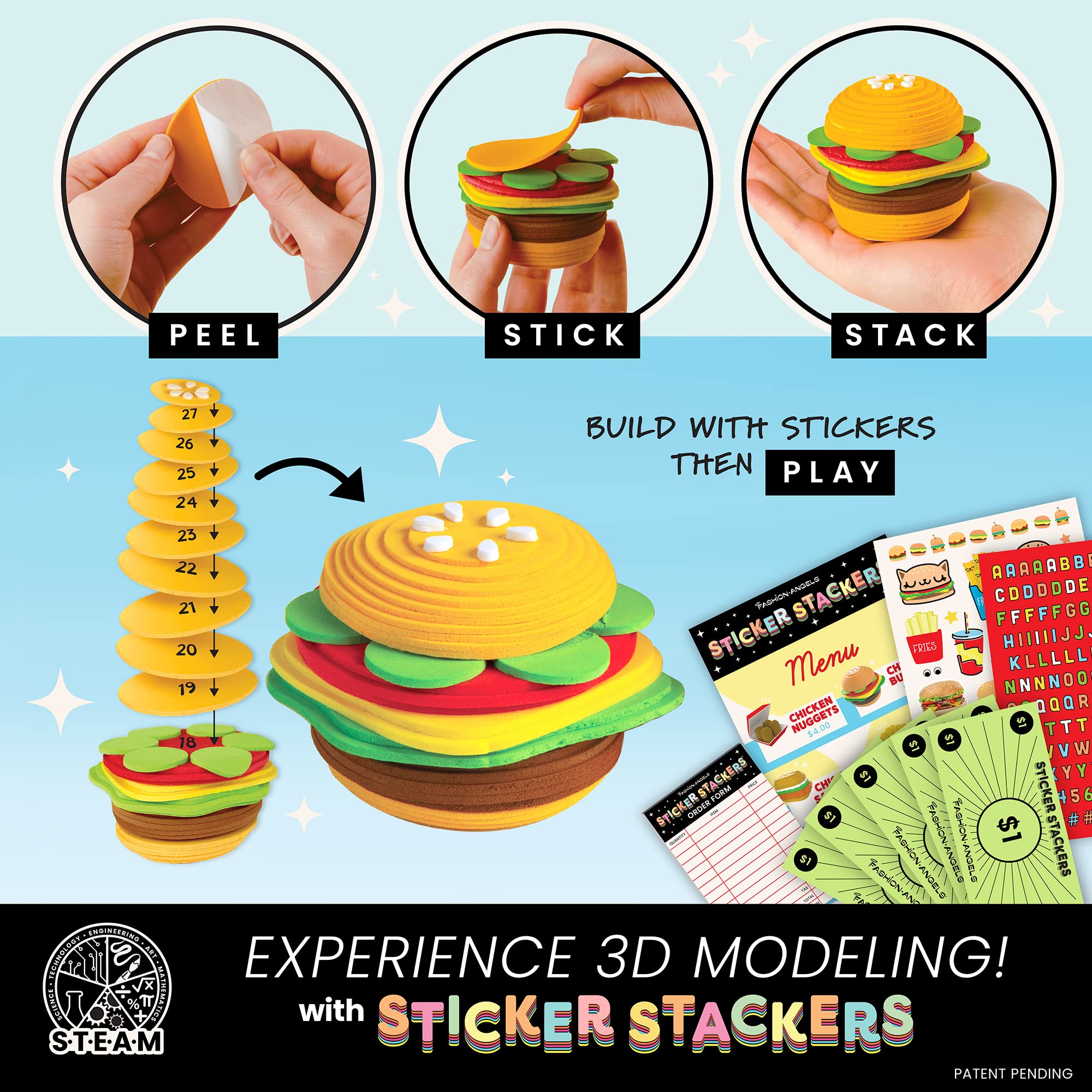 Fashion Angels Sticker Stackers Konditorei-Set – Moosgummisticker Für 3D-Kreationen, Ab 8 Jahren
