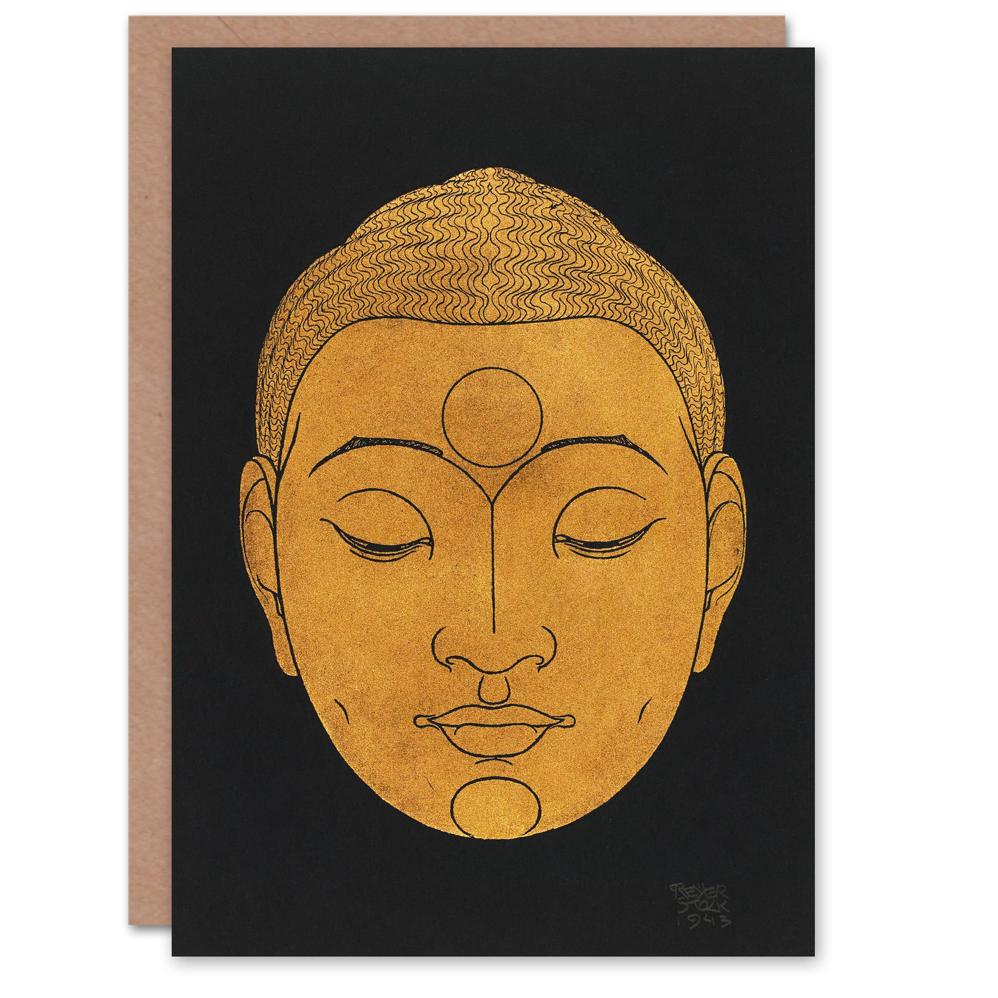 Artery8 Reijer Stolk Art Card Head of Buddha Gold Black Vintage Painting