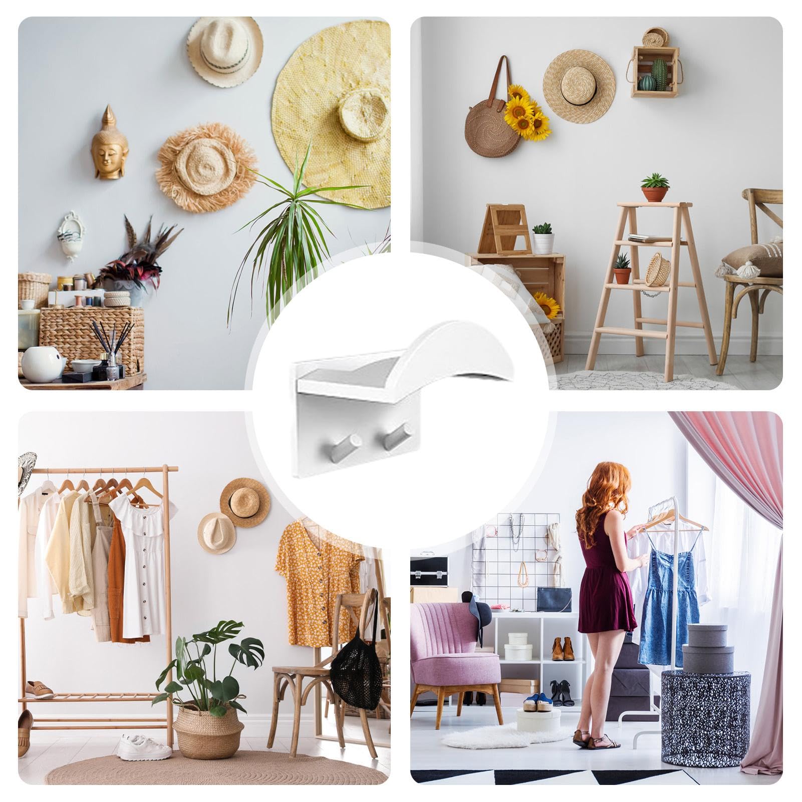 Amazon.co.jp: 壁用帽子ハンガー、壁用帽子ラック - ミニマリスト粘着