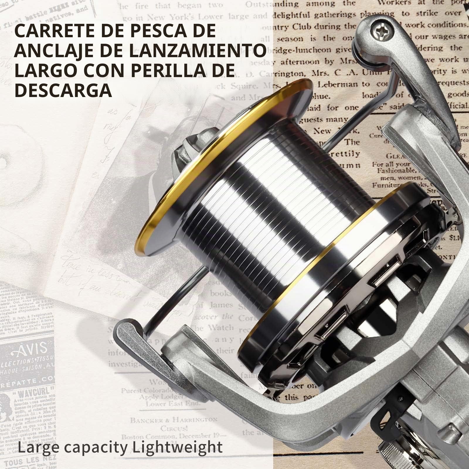Haut Ton - Carrete de Pesca 8000/9000/10000/12000/14000, 17+1BB con chasis de Grafito, relación de Engranaje 4.8:1, Arrastre máximo de 25 kg para Peces de Agua Salada en la Costa y en Alta mar (T-NGK