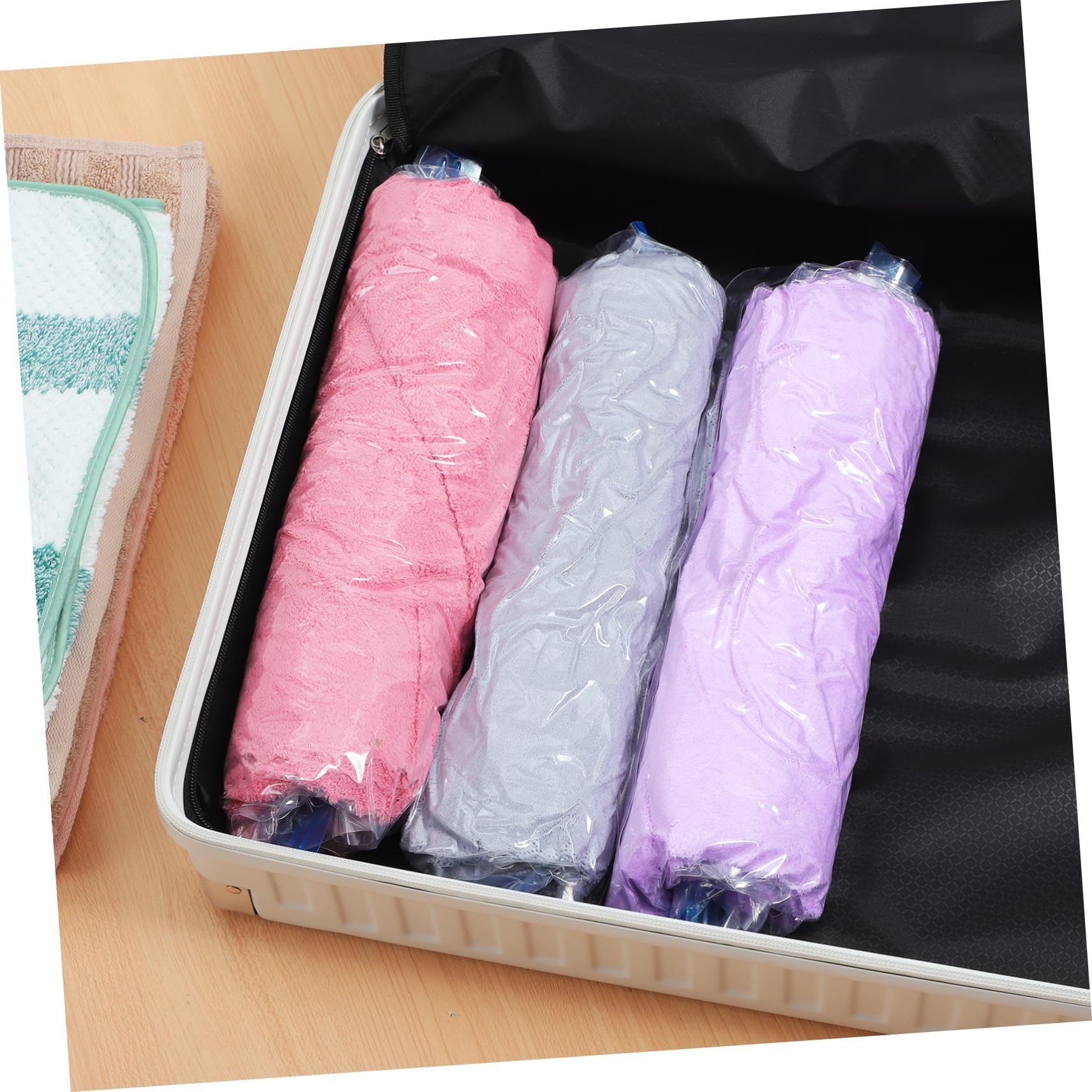 12 Stück Kompressionsreisebeutel Vakuumbeutel zum Platzsparen Aufbewahrungstaschen für Kleidung Organizer für Gepäck Robust und Langlebig für Reisen und