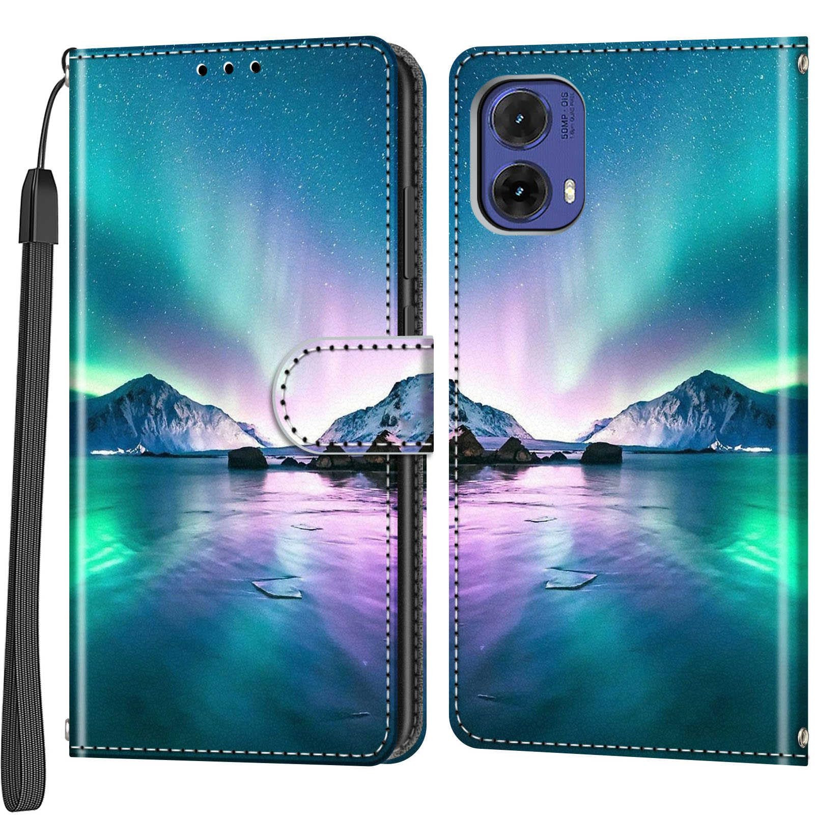 PHINIENLAND Cover per Motorola Moto G85 5G Case PU Pelle Custodia [Kickstand] [Chiusura magnetica] [Slot per Schede], Portafoglio Flip Custodia per Moto G85 5G,Montagna