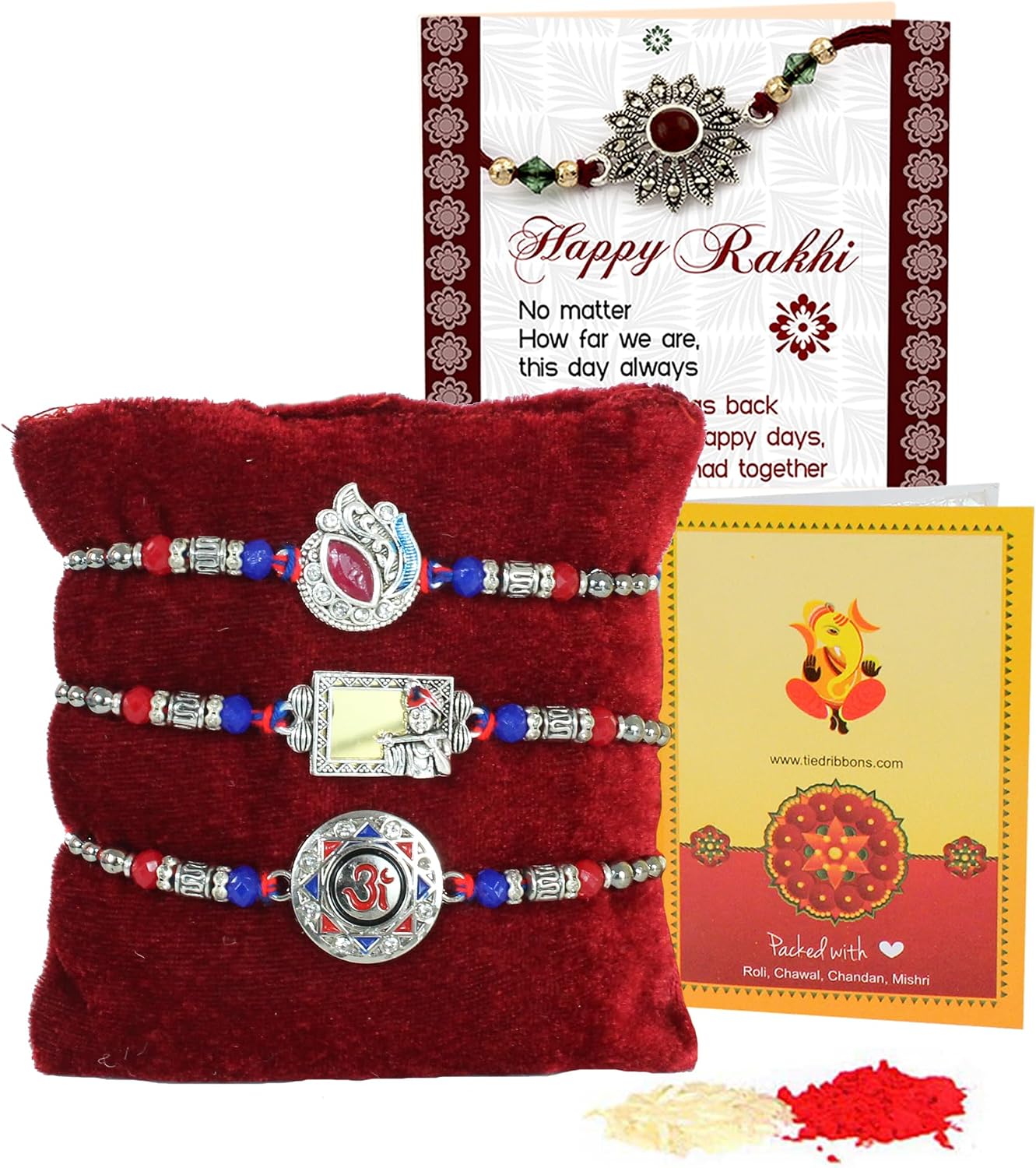 ME & YOU Rakhi Set For Brother - Designer Rakhi With Roli/Chawal In Wooden Box, Rakhi Card Included - View #3