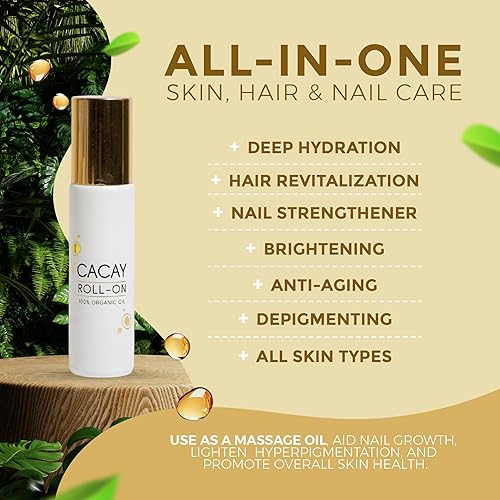 Miniatura 5 de Aceite de cacay roll-on  Aceite natural antienvejecimiento facial y corporal para cicatrices con retinol y vitamina E, cuidado de la piel orgánico,