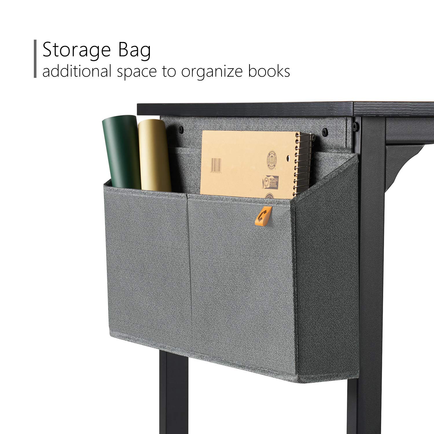 CubiCubi Computer Desk 40" Study Writing Table for Home Office, Modern Simple Style PC Desk, Black Metal Frame, Black