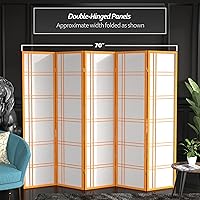 Vista 73 de Red Lantern Pantalla Shoji de doble cruz de 6 pies de alto, color blanco, 5 paneles