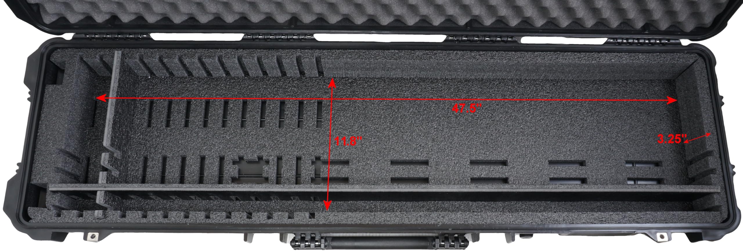 Case Club Estuche de viaje para teclado de 61 teclas, carcasa dura, impermeable, a prueba de golpes, con ruedas, funda de envío para teclados de hasta 47.5 pulgadas de largo. Estuche rodante