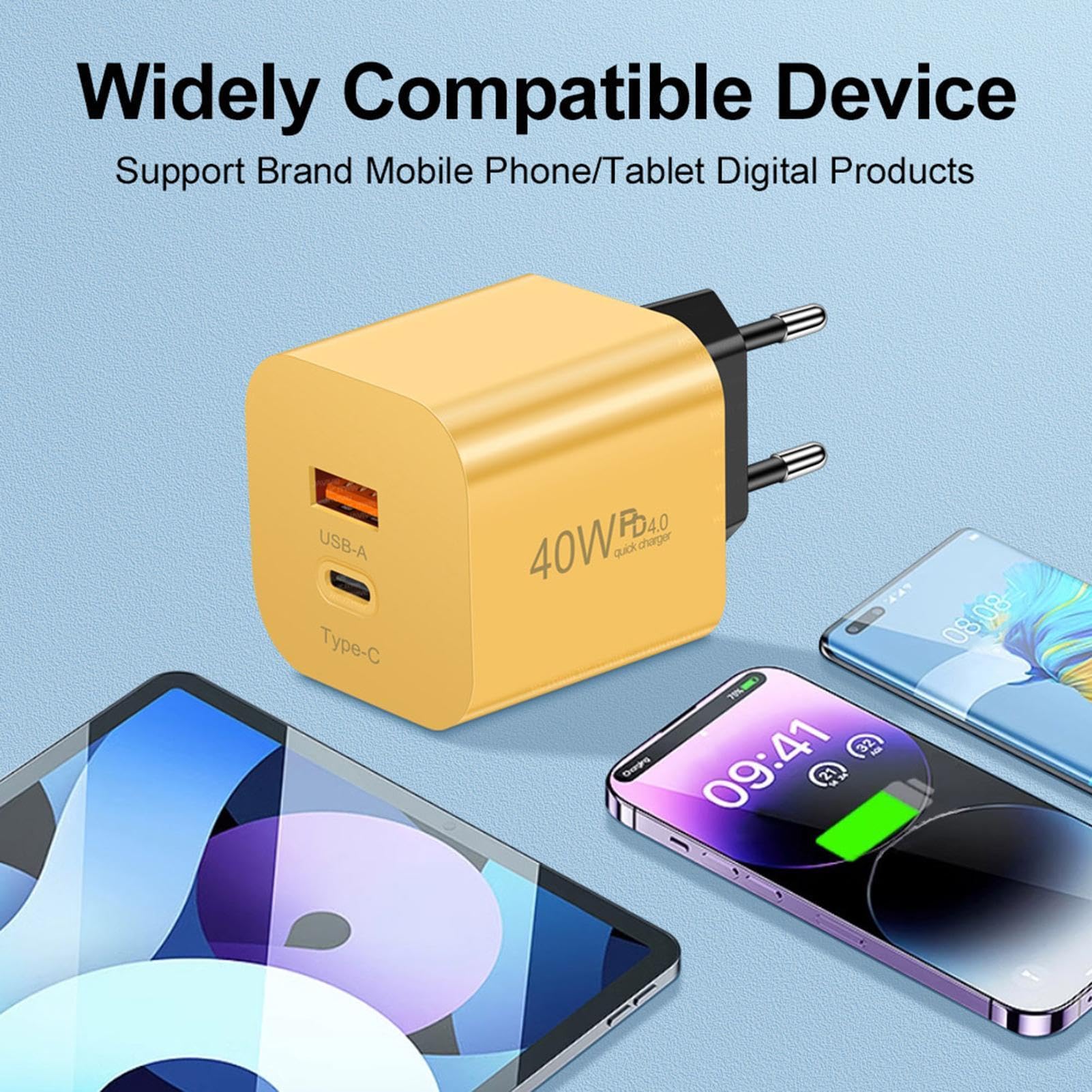 Caricatore Rapido USB C Ricarica Smartphone PD40W | Caricatore A Muro Multi-Porta Per Viaggiatori Casa Amanti della Tecnologia Giocatori Comodino Auto Aeroporto Hotel Sala