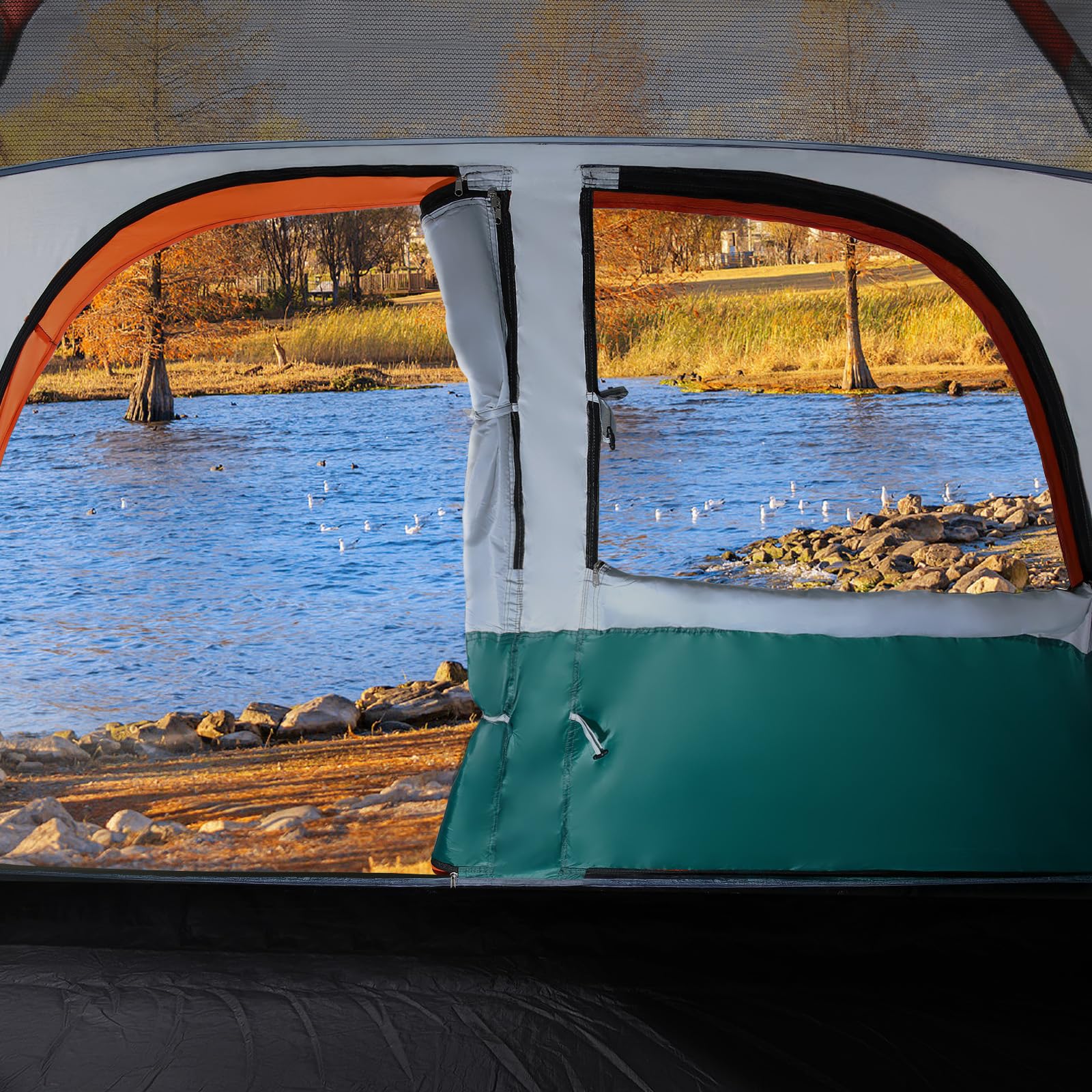 Treeboy Familienzelt 4 Personen PU3000mm Wasserdicht Glamping Zelt Hauszelt Quick-up Große inkl. abnehmbarem Dach & Tragetasche, Verdunkelungszelt mit Veranda für Camping Outdoor Reise Trekking