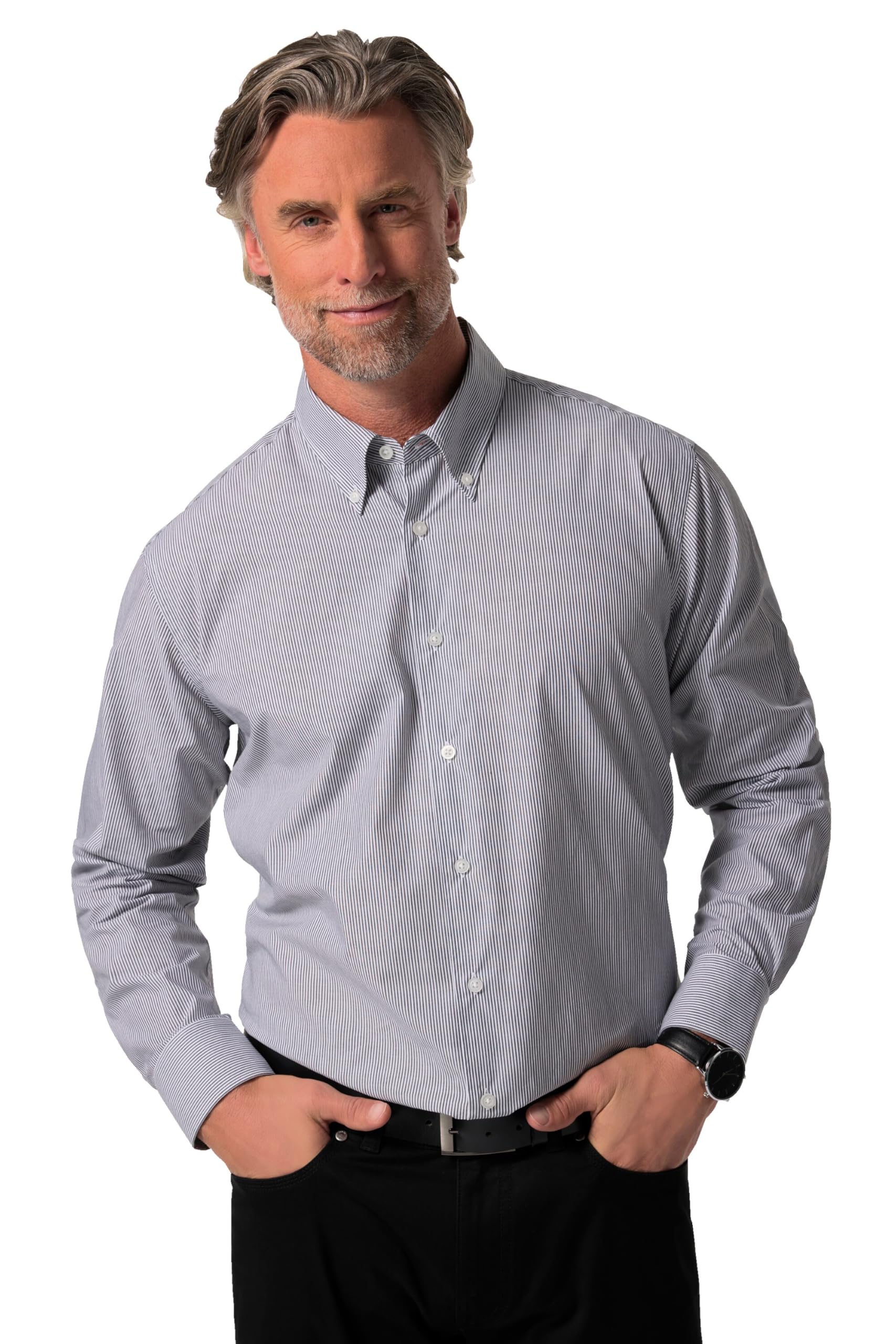 Boston Park Herren große Größen Übergrößen Menswear L-8XL Streifenhemd, Langarm, Buttondown-Kragen, Comfort Fit 829992