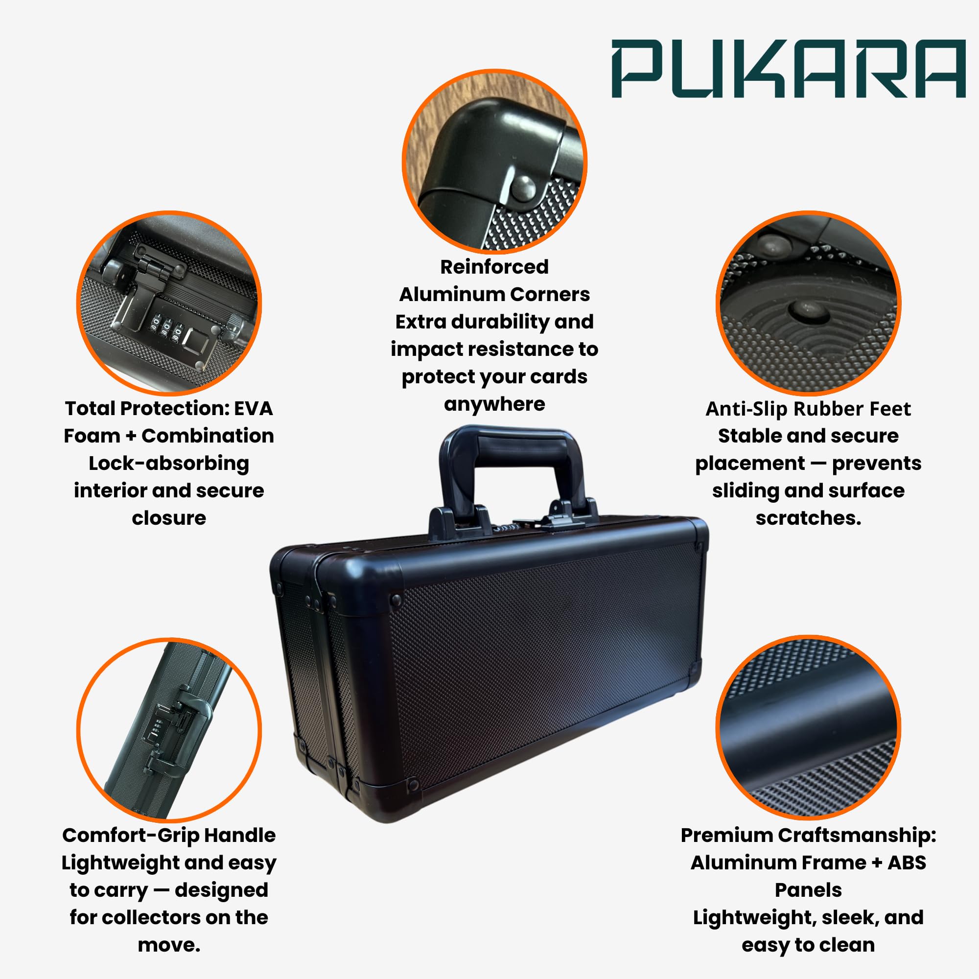 PUKARA Collector-Grade Card Storage Case, Reinforced Corners, Non-Slip Feet, EVA Foam, 40 Slabs TCG Hard MTG, PTCG, YOG - Image 2