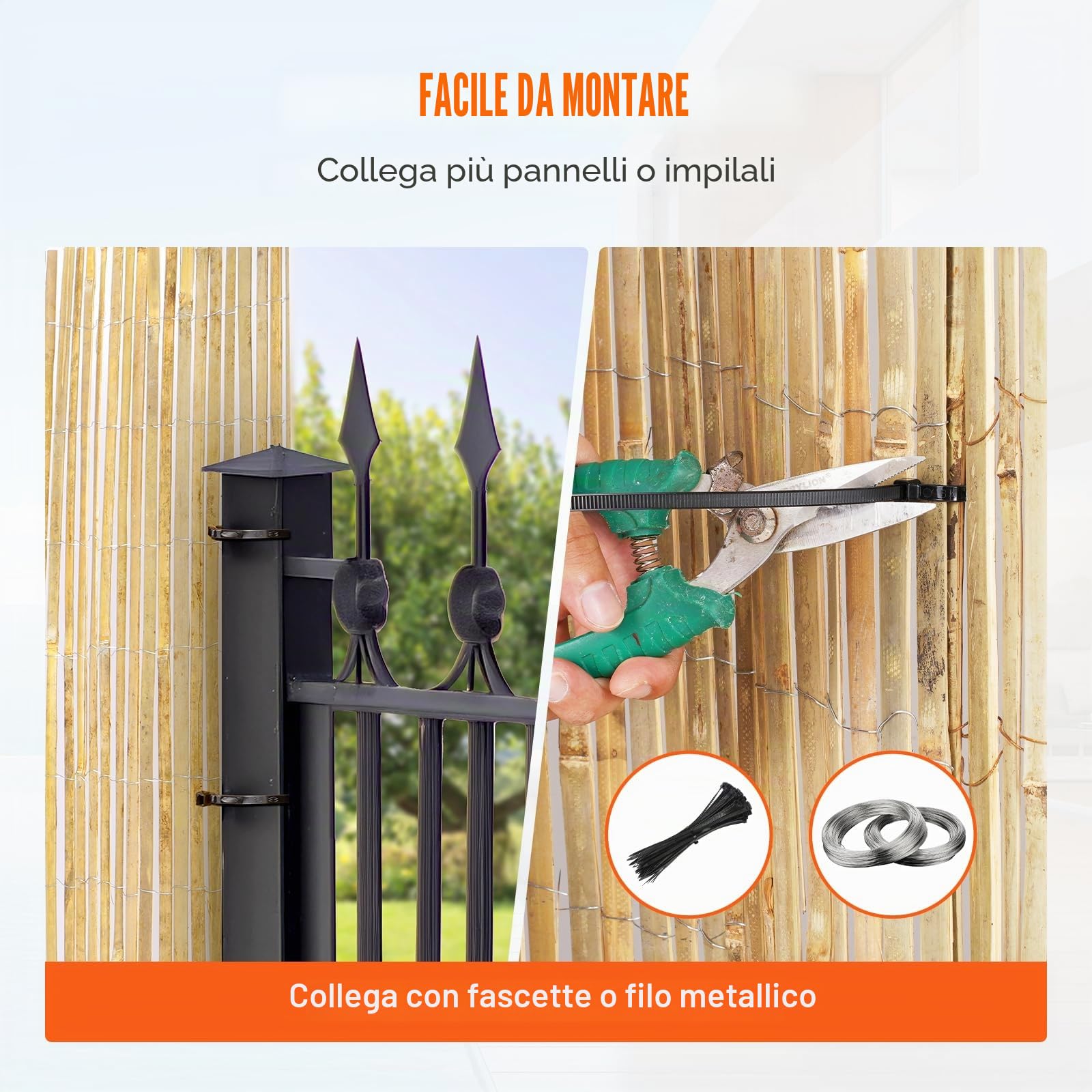 VEVOR Recinzione per privacy in bambù, Recinzione per privacy in bambù, Altezza 1,83m lunghezza 4,83m, Pannello decorativo per la privacy in bambù per giardino, cortile, balcone, lato piscina