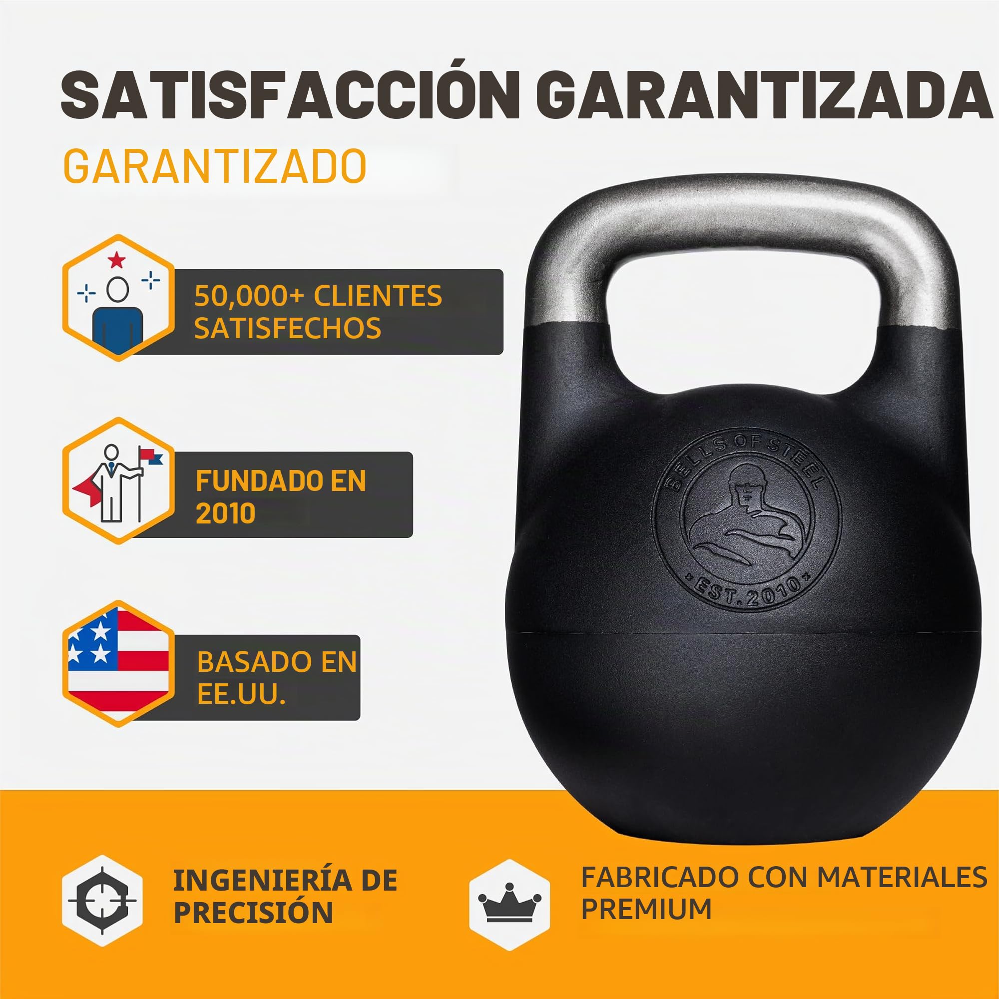 Bells of Steel Pesa rusa ajustable – Gimnasio comercial y en casa – Pesas rusas de entrenamiento de fuerza para entrenamientos de cuerpo completo – Cierre de tornillo para discos de peso – Mango