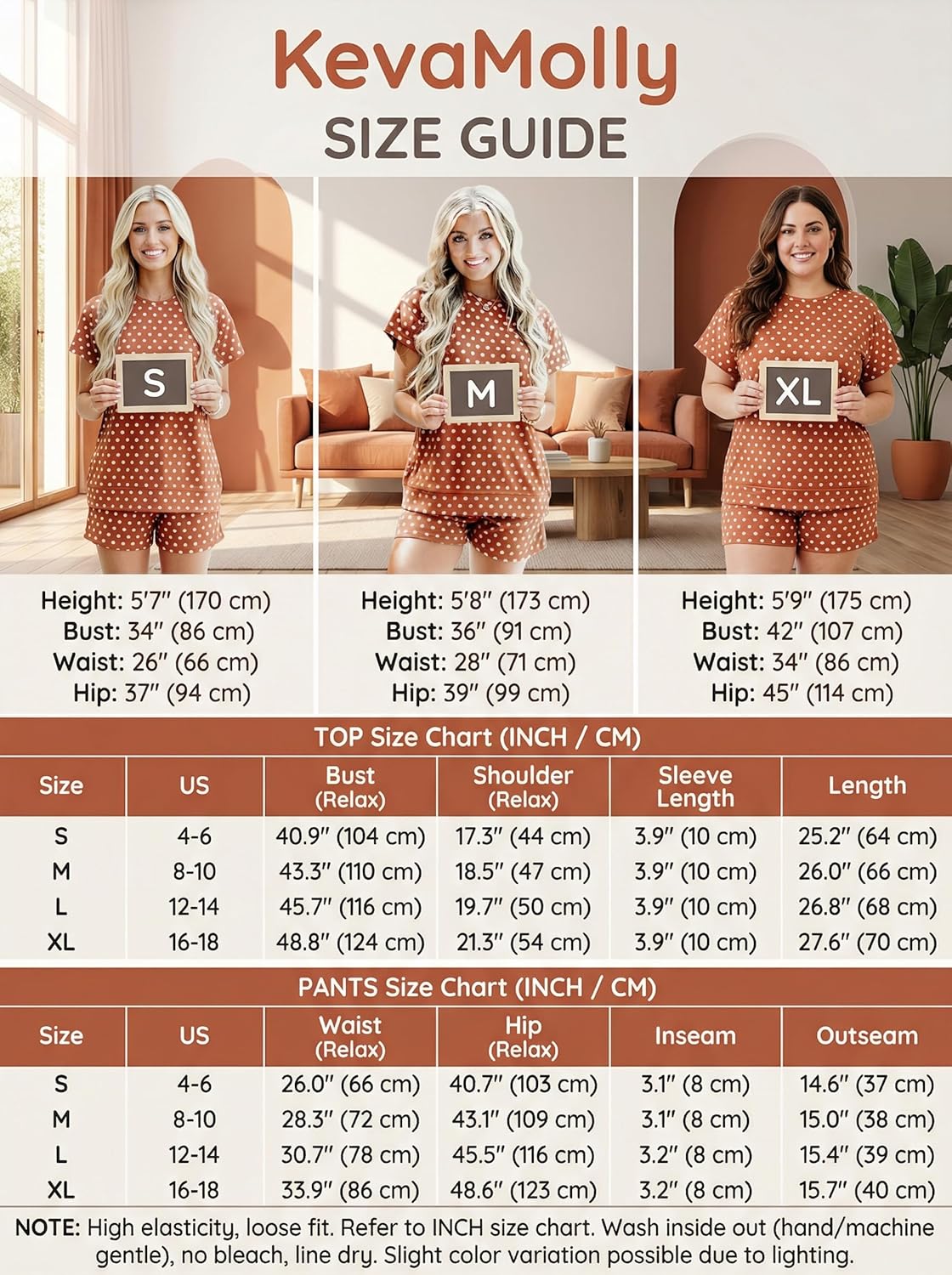 KevaMolly Womens Summer Lounge Sets Polka Dot Print Short Set Short Sleeve Round Neck Loose Fit Two Piece Sets - Image 7