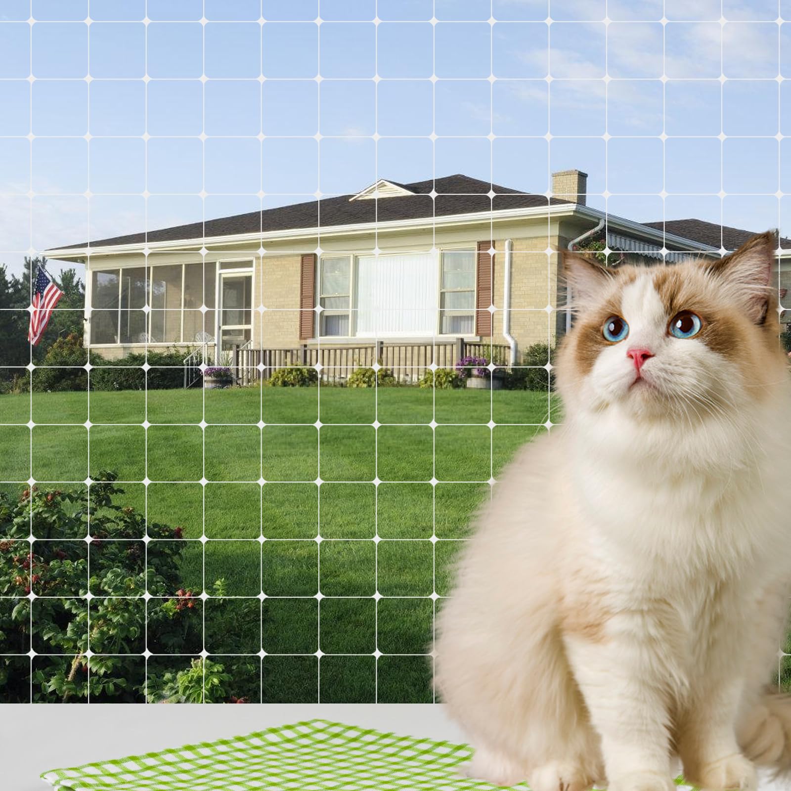 MEYAGOT Red para Gatos Terraza,10x3m Red para Gatos Reforzada,Red Proteccion Gatos,Balcon Gatos Malla Protectora,Transparente Red para Gatos para Terrazas,Ventanas,Terrazas,Balcones