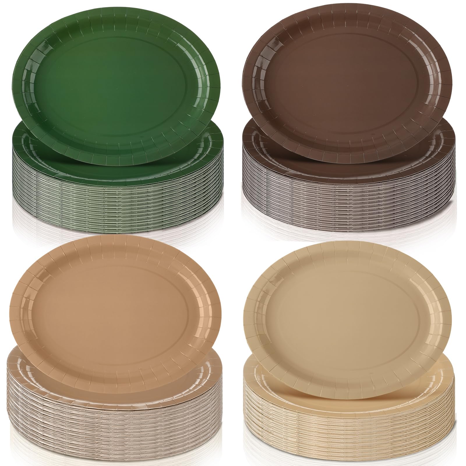 Photo 1 of Geyoga 48 Pcs Oval Plates 10 x 12 Large Disposable Heavy Duty Party Paper Dessert Dinner Plates for Birthday Wedding Baby Shower Party Supplies (Oval Shape,Green,Brown)