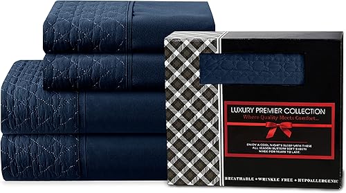 Miniatura 10 de Elegant Comfort Lujoso juego de sábanas acolchadas de 4 piezas caja de regalo suavidad de calidad egipcia de 1500 hilos resistente a las arrugas